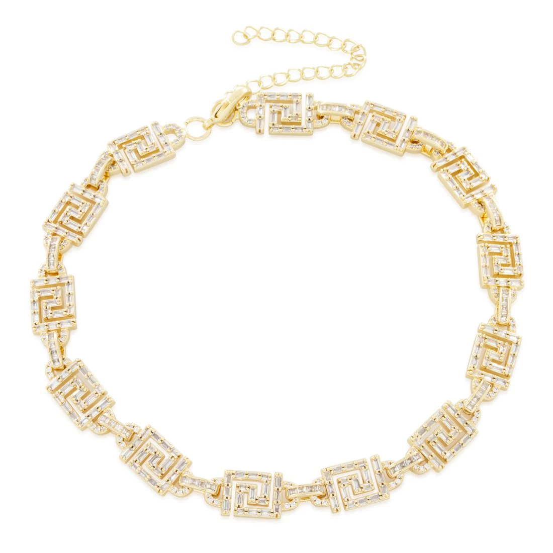 10mm Iced Greek Key Choker Chain