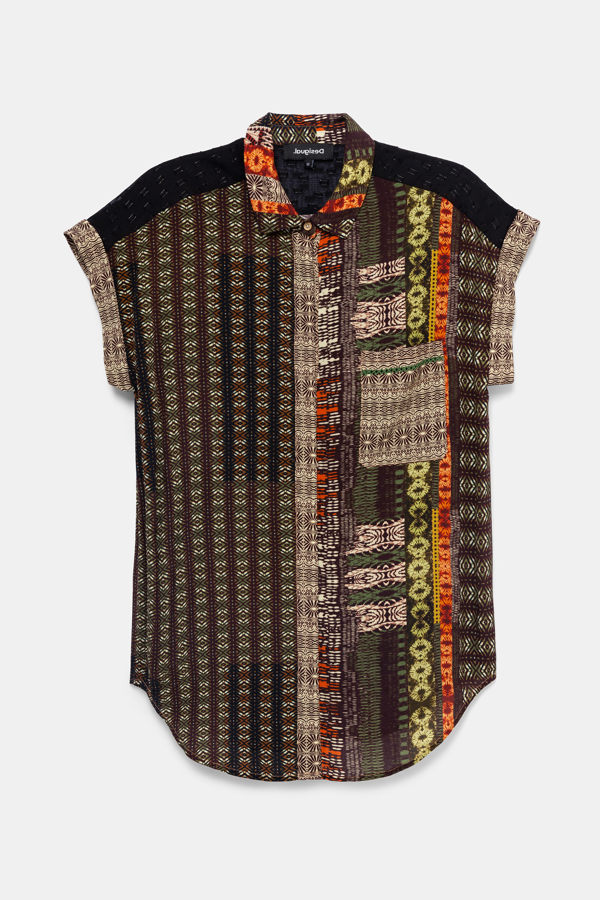 Camisa manga corta cenefa africana