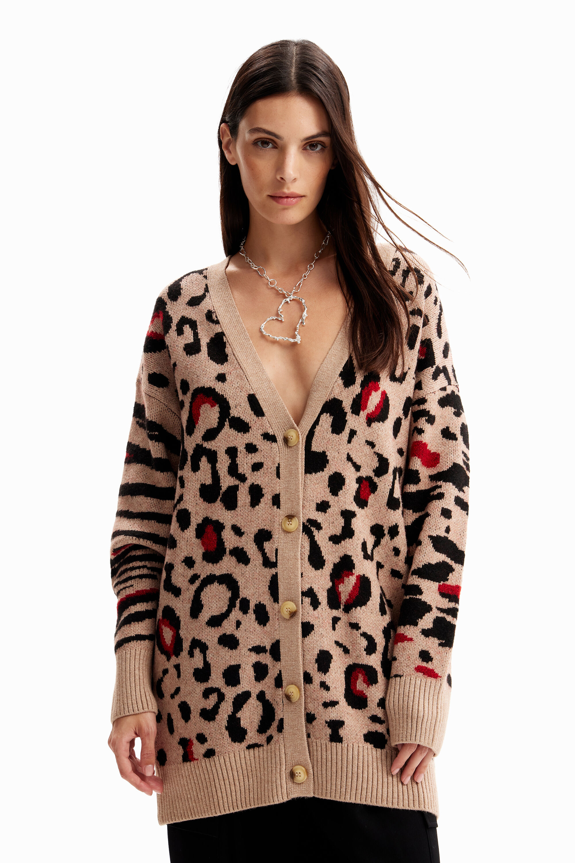 C&aacute;rdigan oversize leopardo