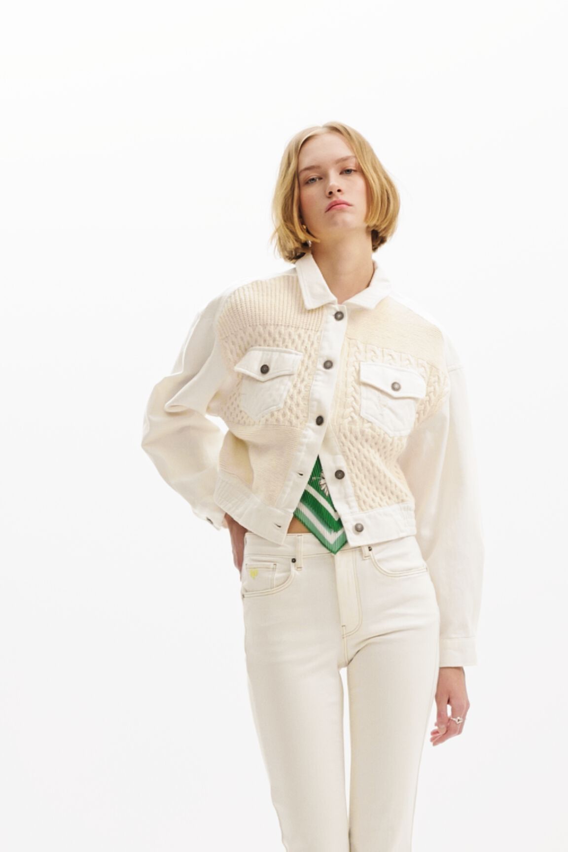 Chaqueta trucker patch tricot