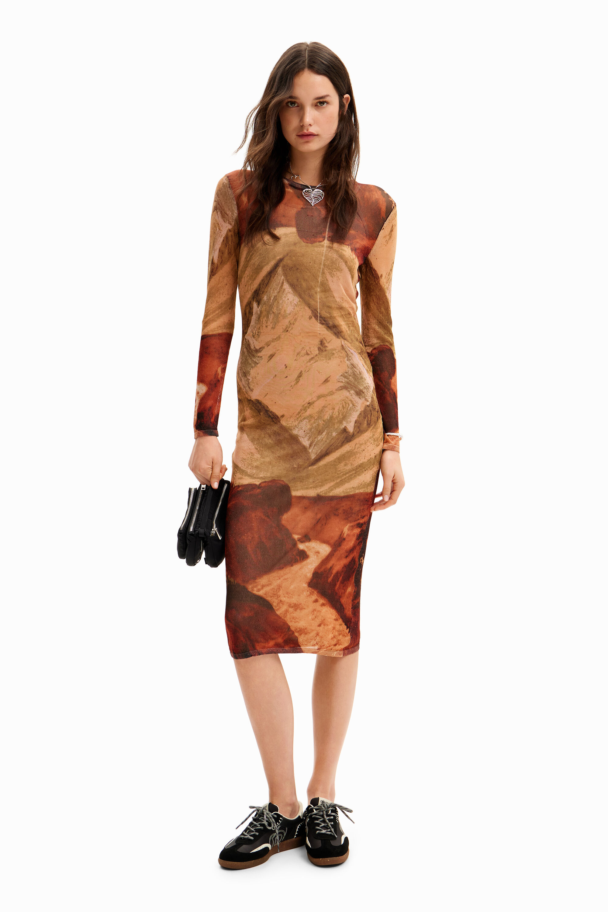 Vestido midi punto paisaje