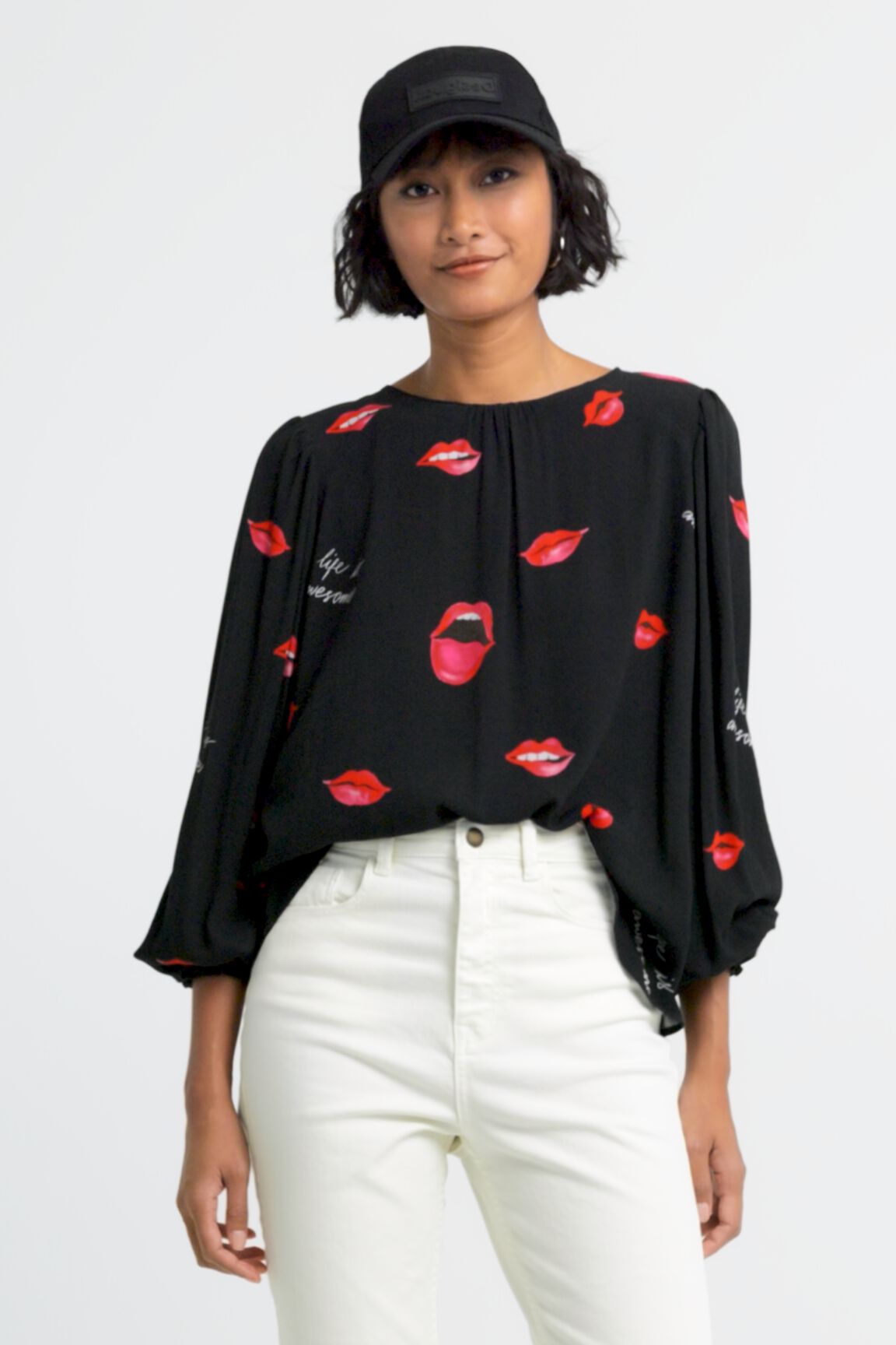 Blusa vaporosa bocas