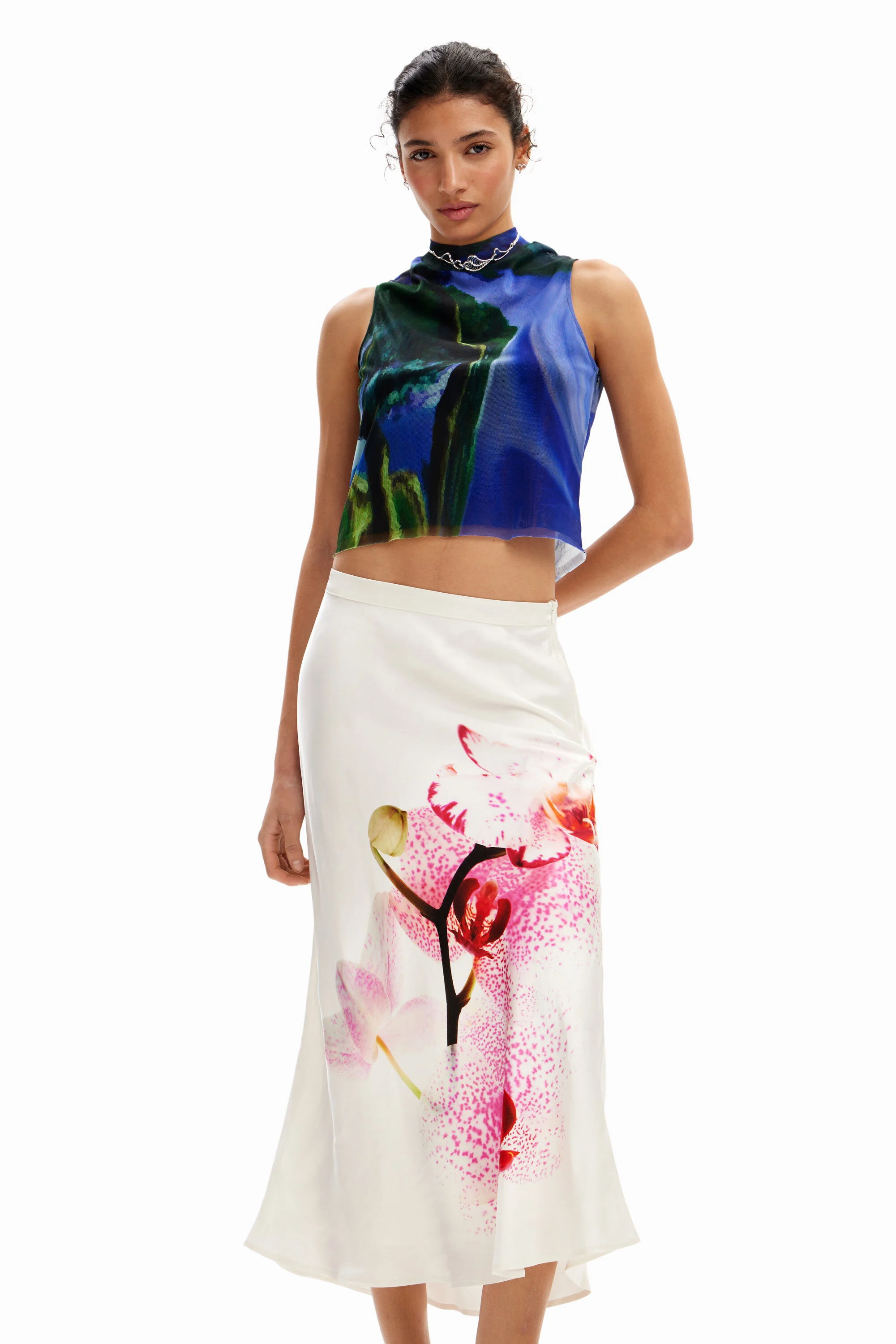 Falda midi orqu&iacute;deas M. Christian Lacroix