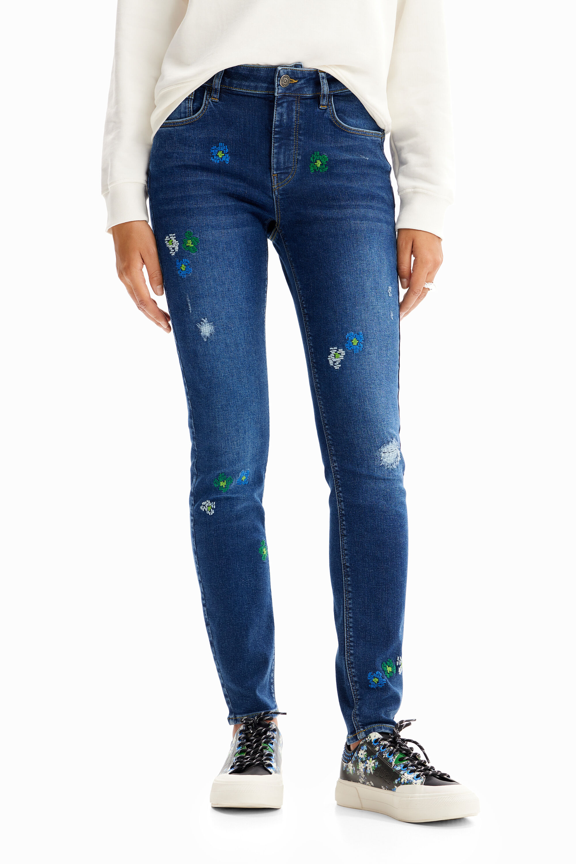 Vaqueros Skinny push-up bordados
