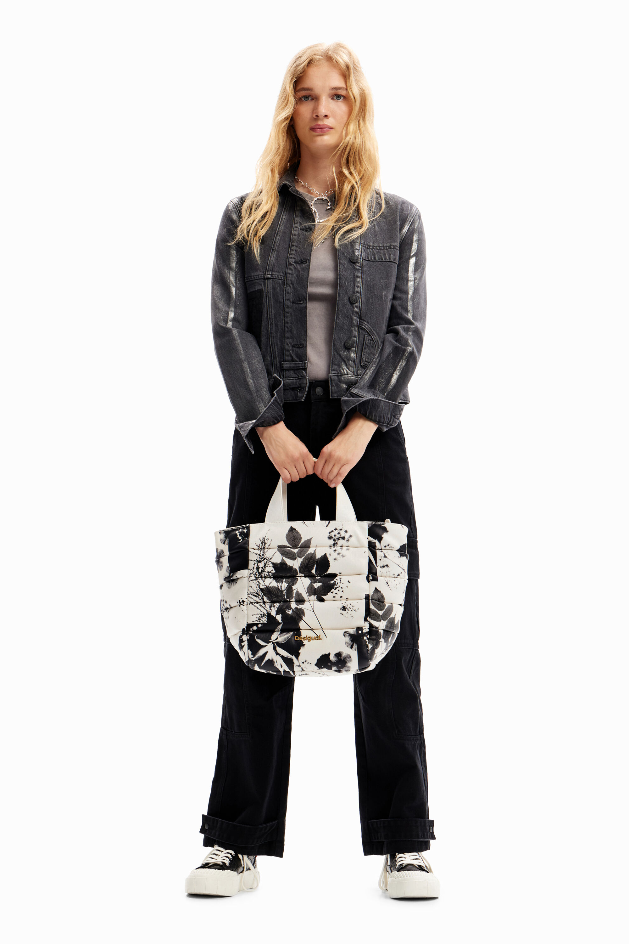 Bolso shopper mediano hojas