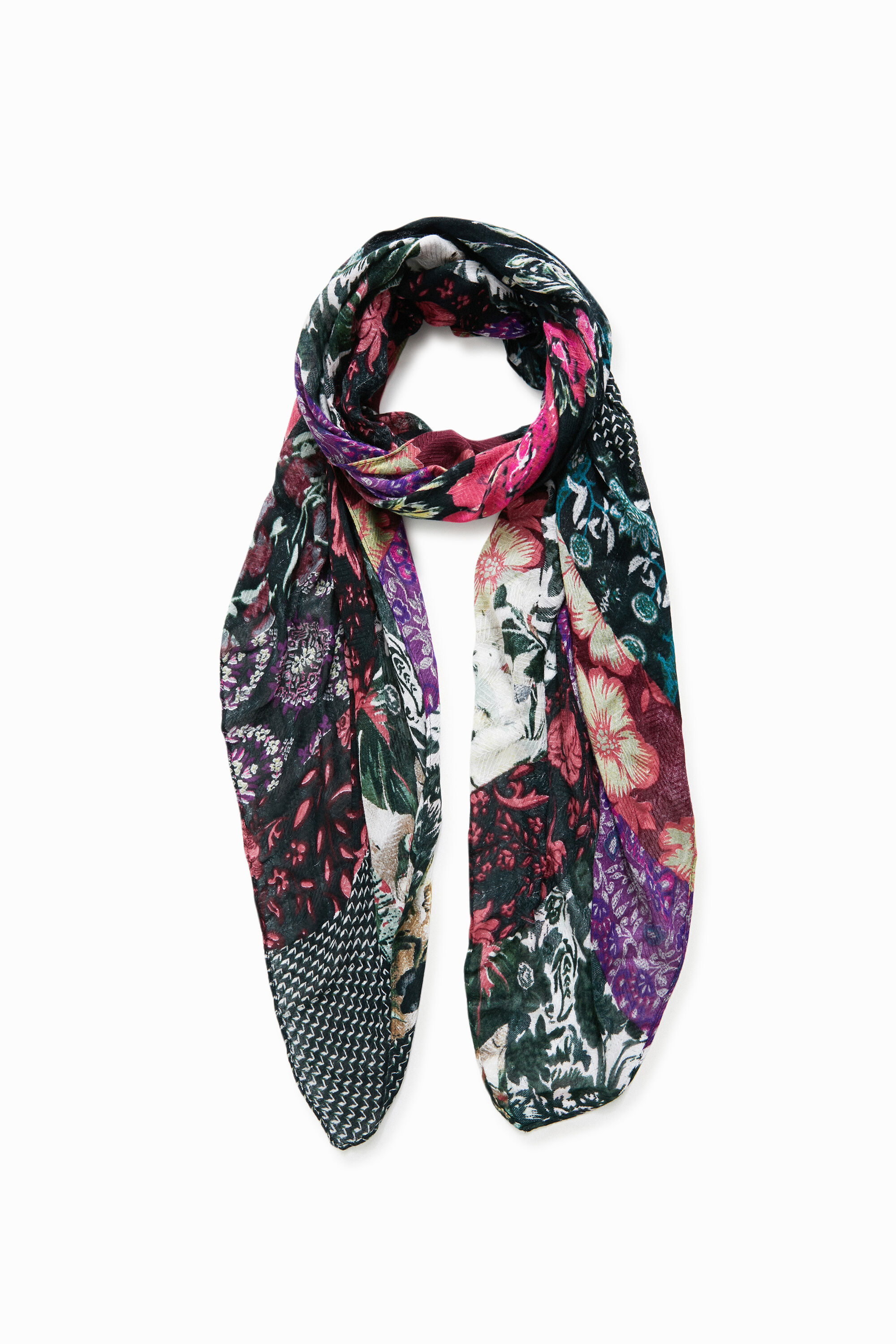 Foulard rectangular patch floral