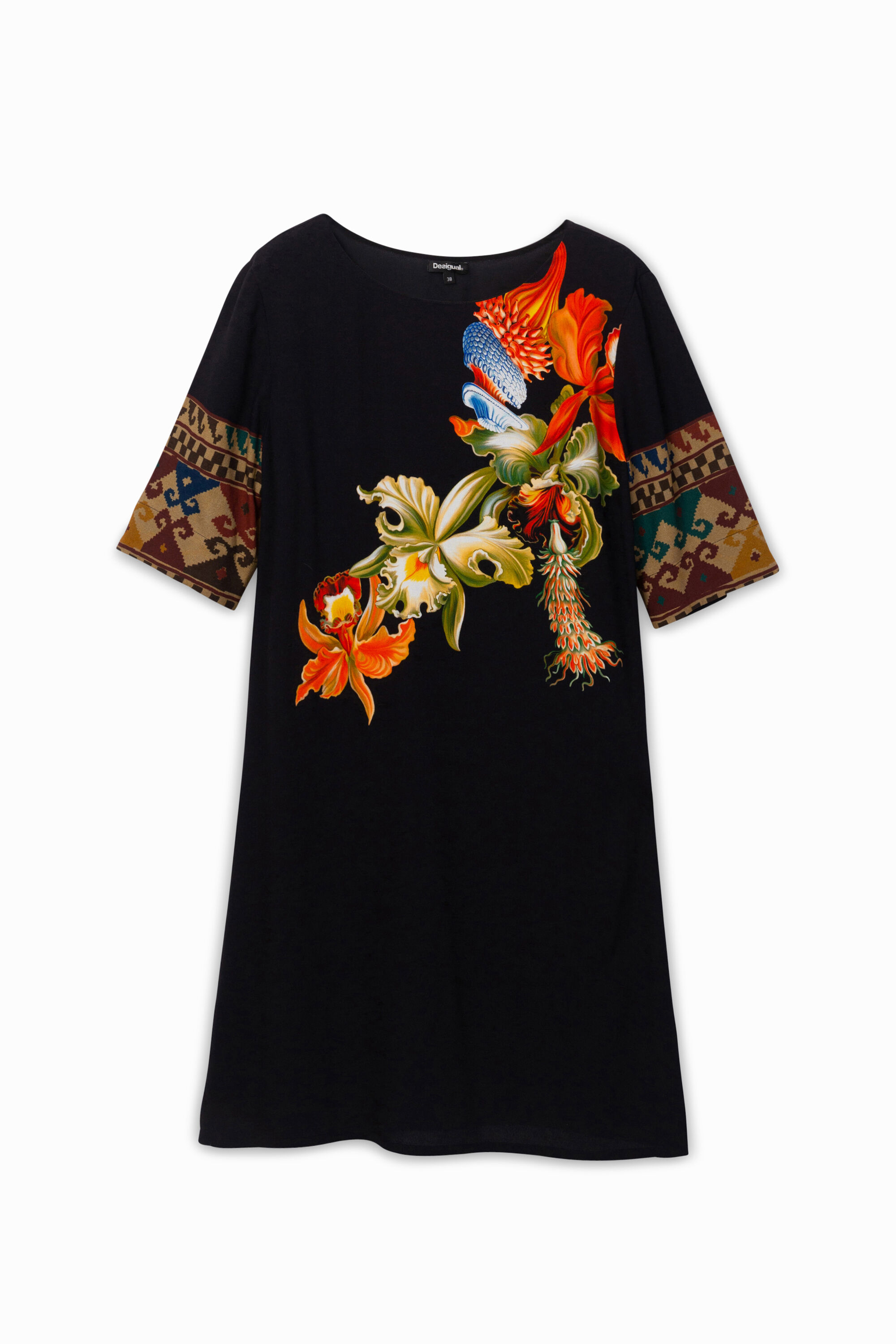 Vestido de viscosa con mangas 3/4 Designed by M. Christian Lacroix