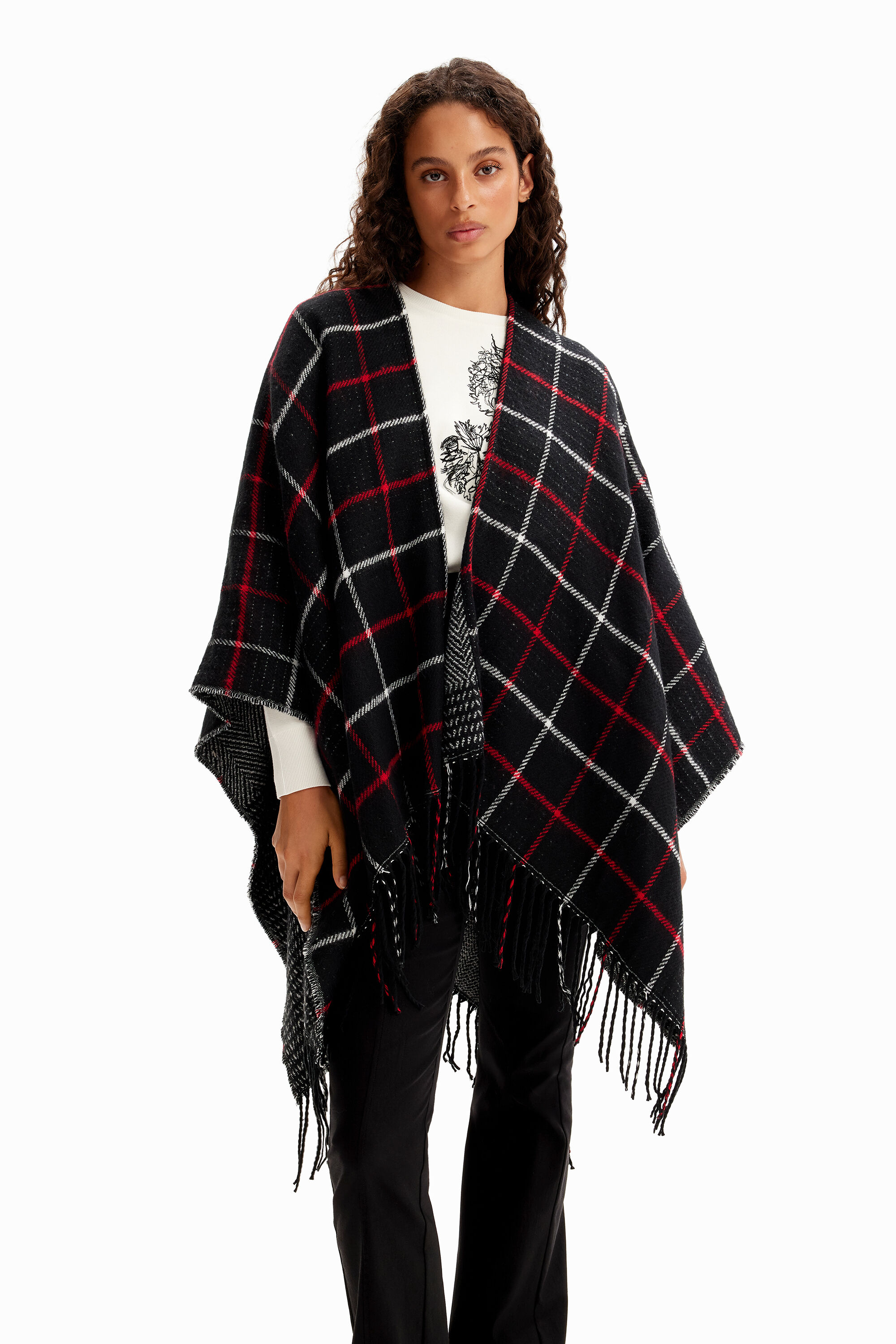 Poncho reversible cuadros