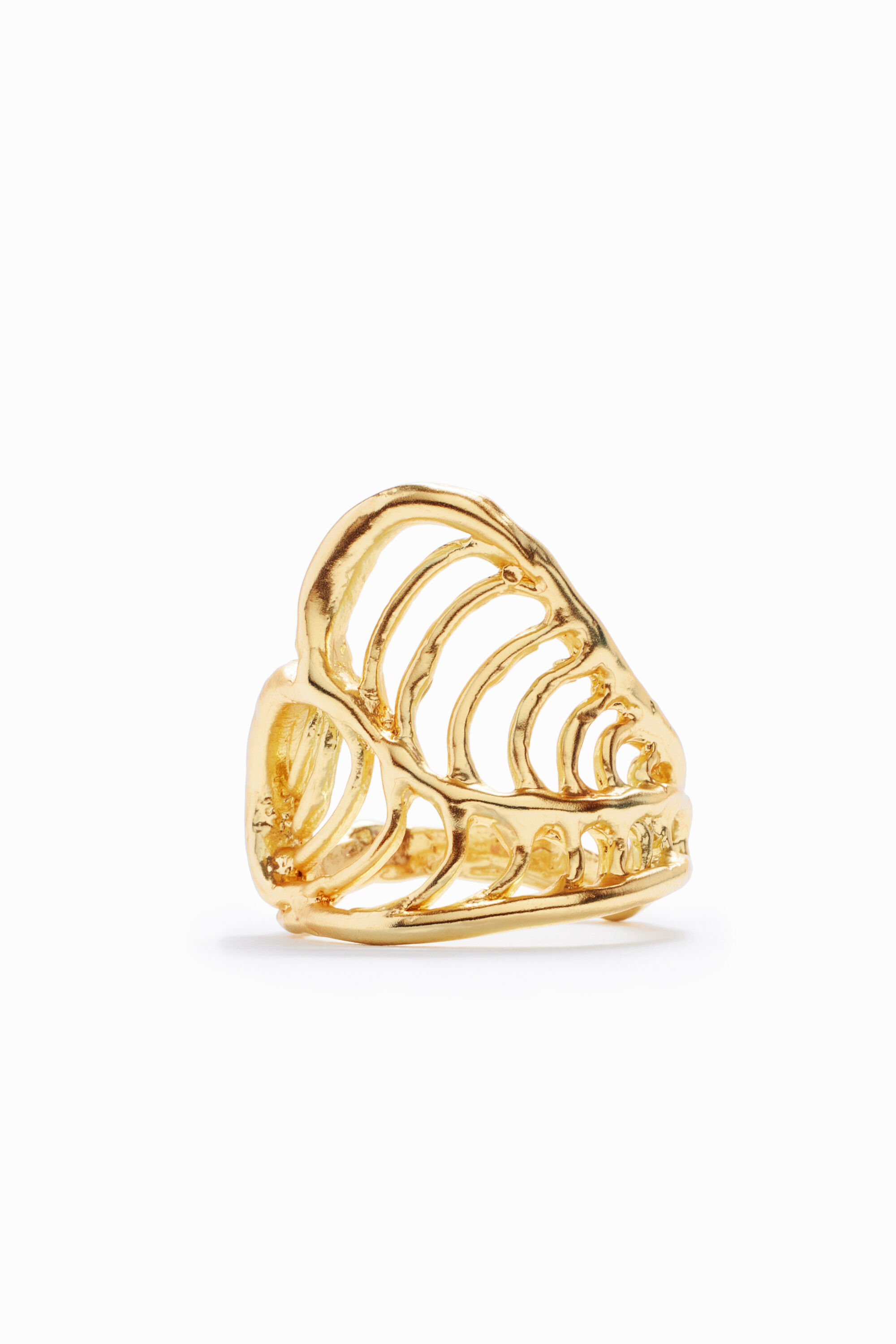 Anillo coraz&oacute;n hoja ba&ntilde;o oro Zalio