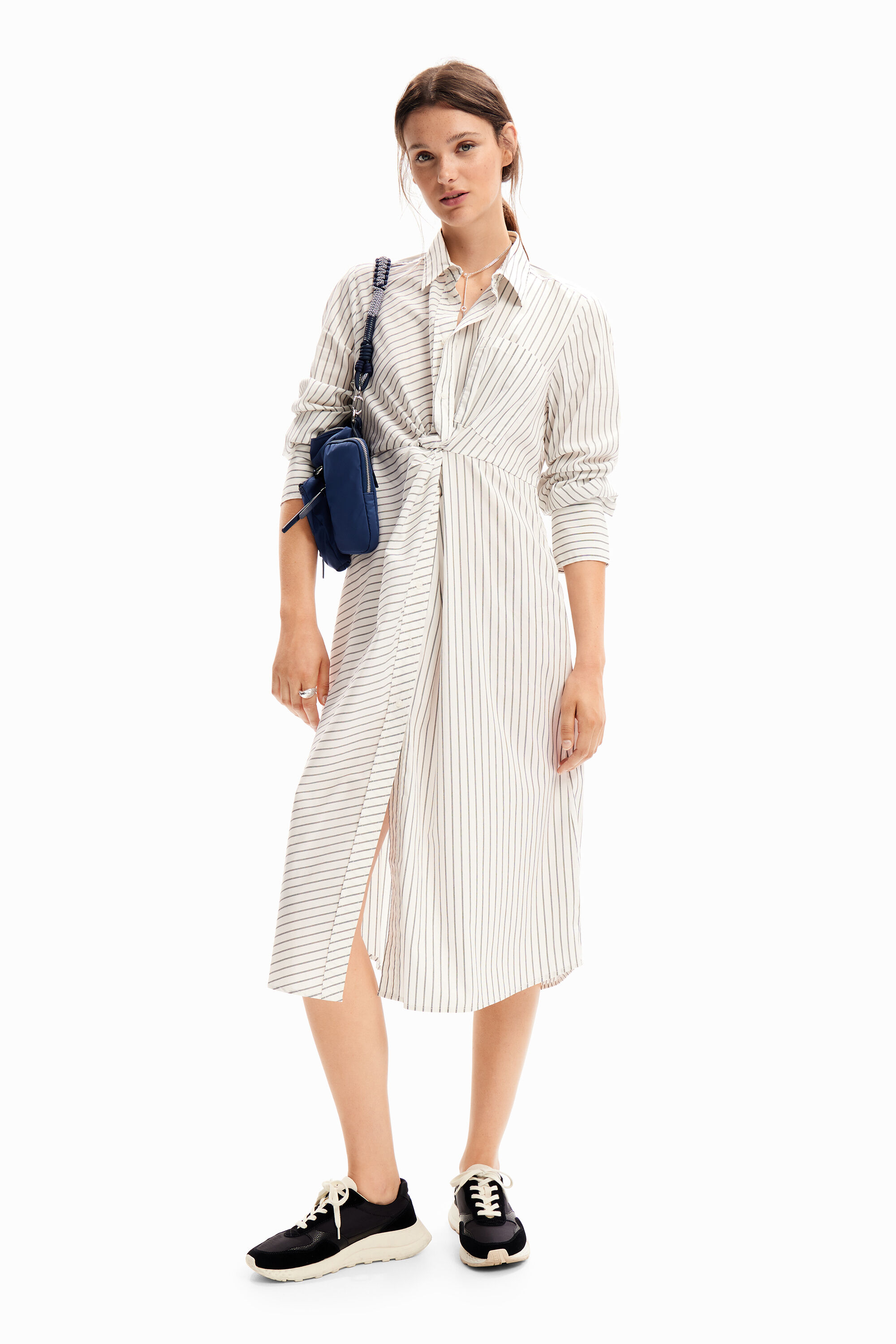Vestido midi camisero rayas