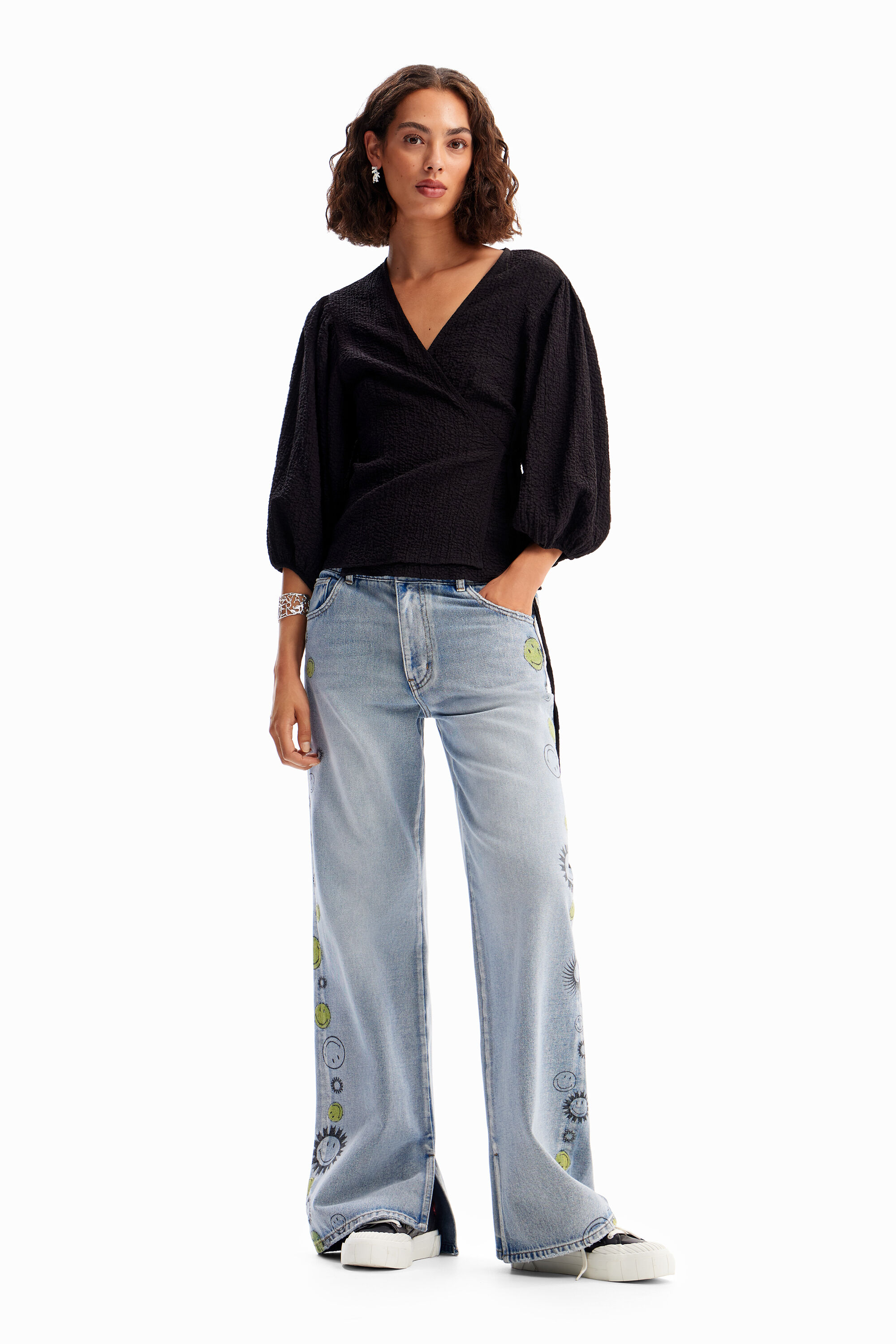 Blusa cruzada textura