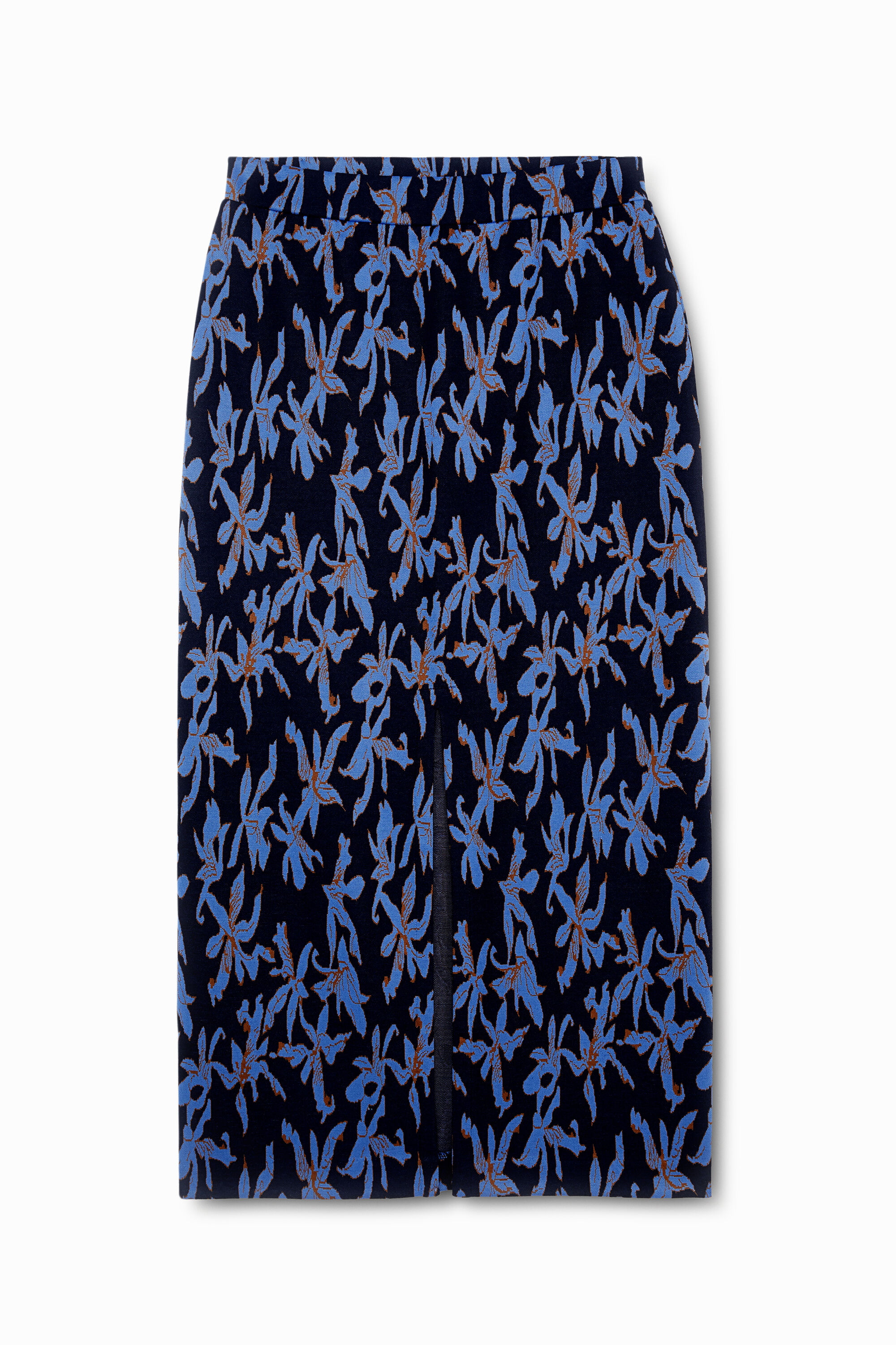 Falda de punto midi estampada