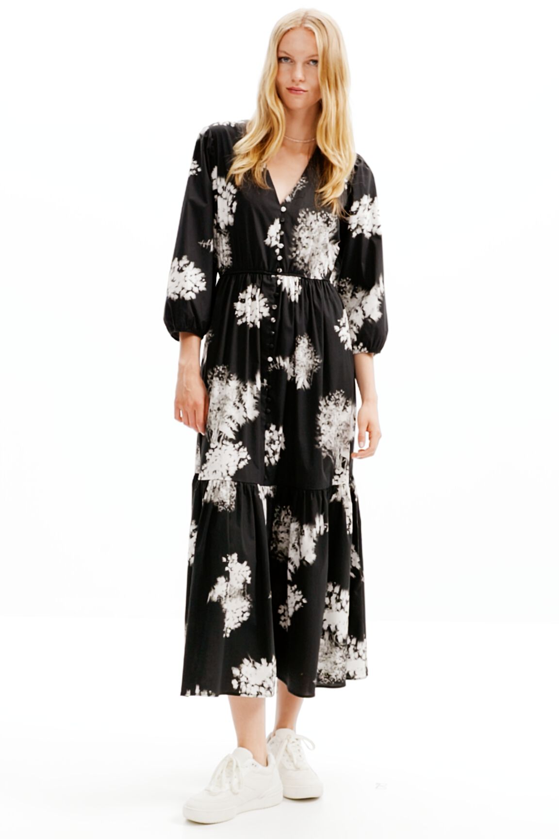 Vestido camisero midi flores