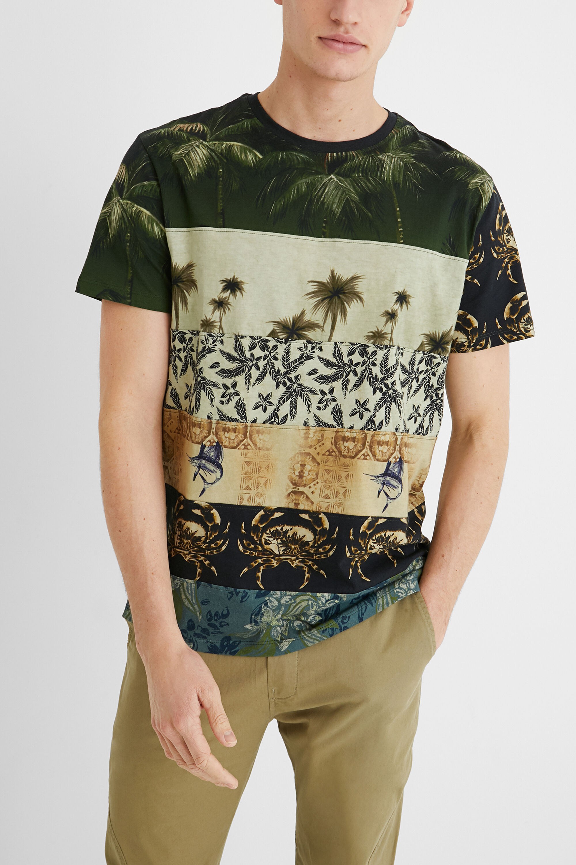 Camiseta b&aacute;sica algod&oacute;n mix estampado