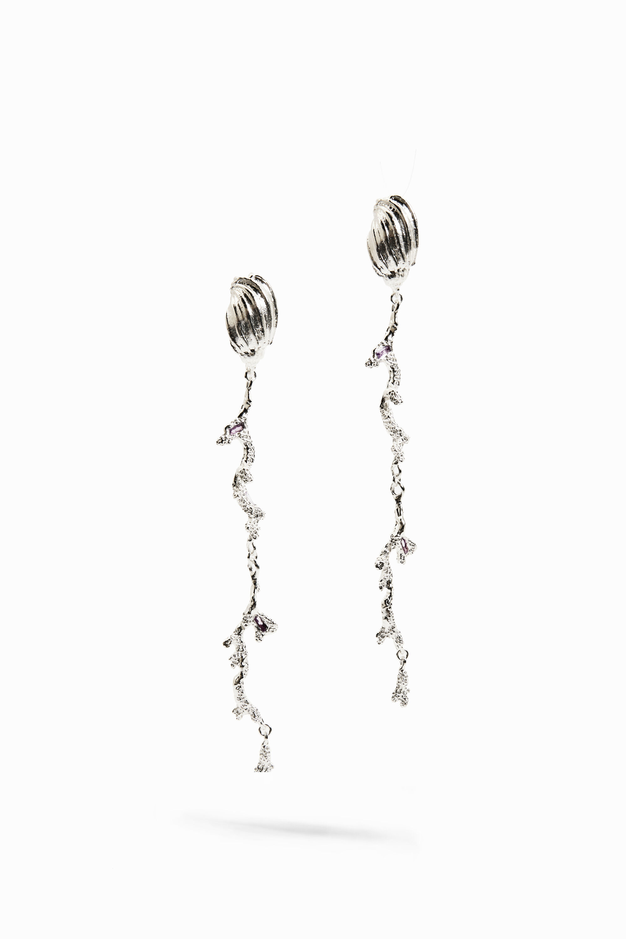 Pendientes largos ba&ntilde;o plata Zalio