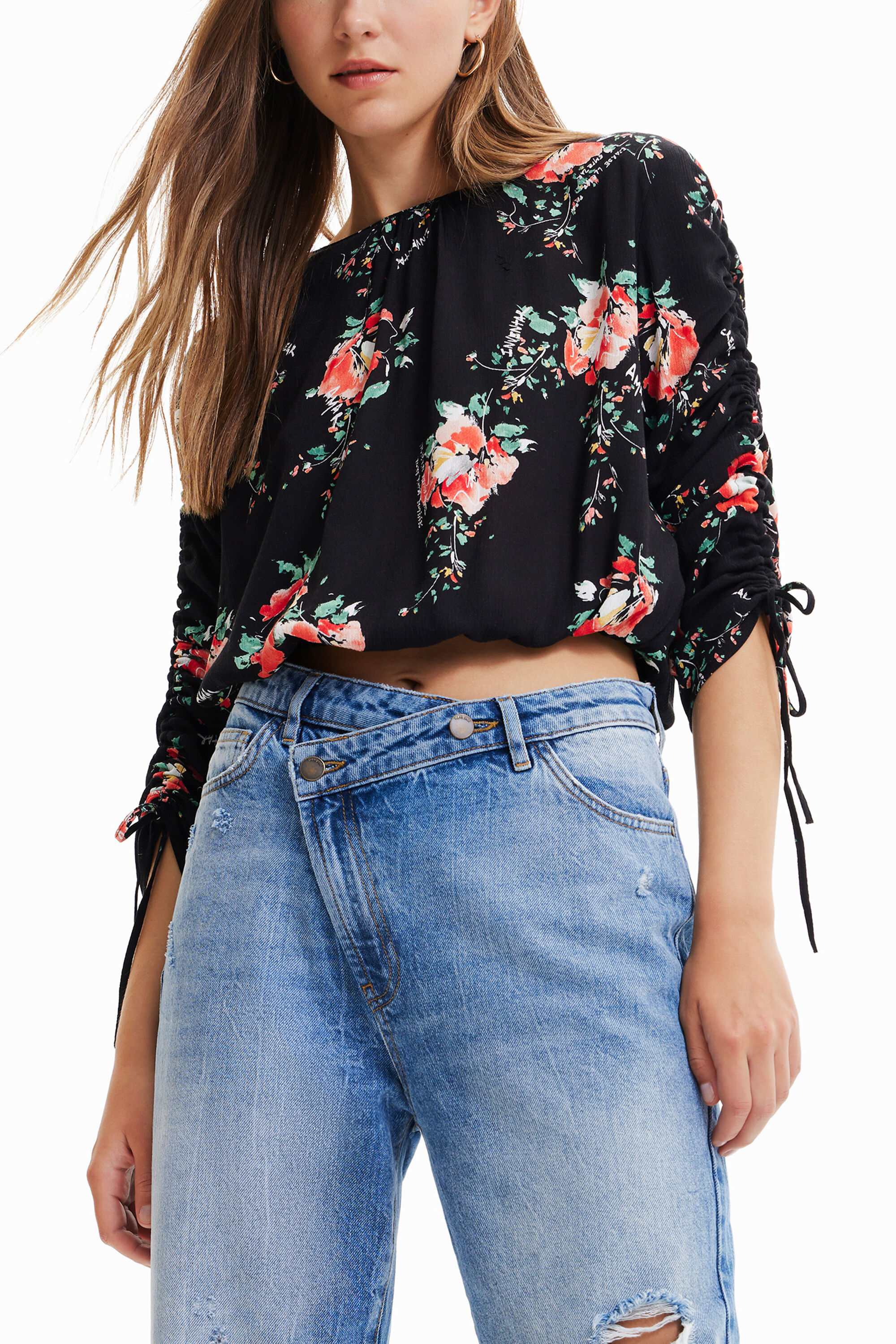 Blusa mangas ajustables floral