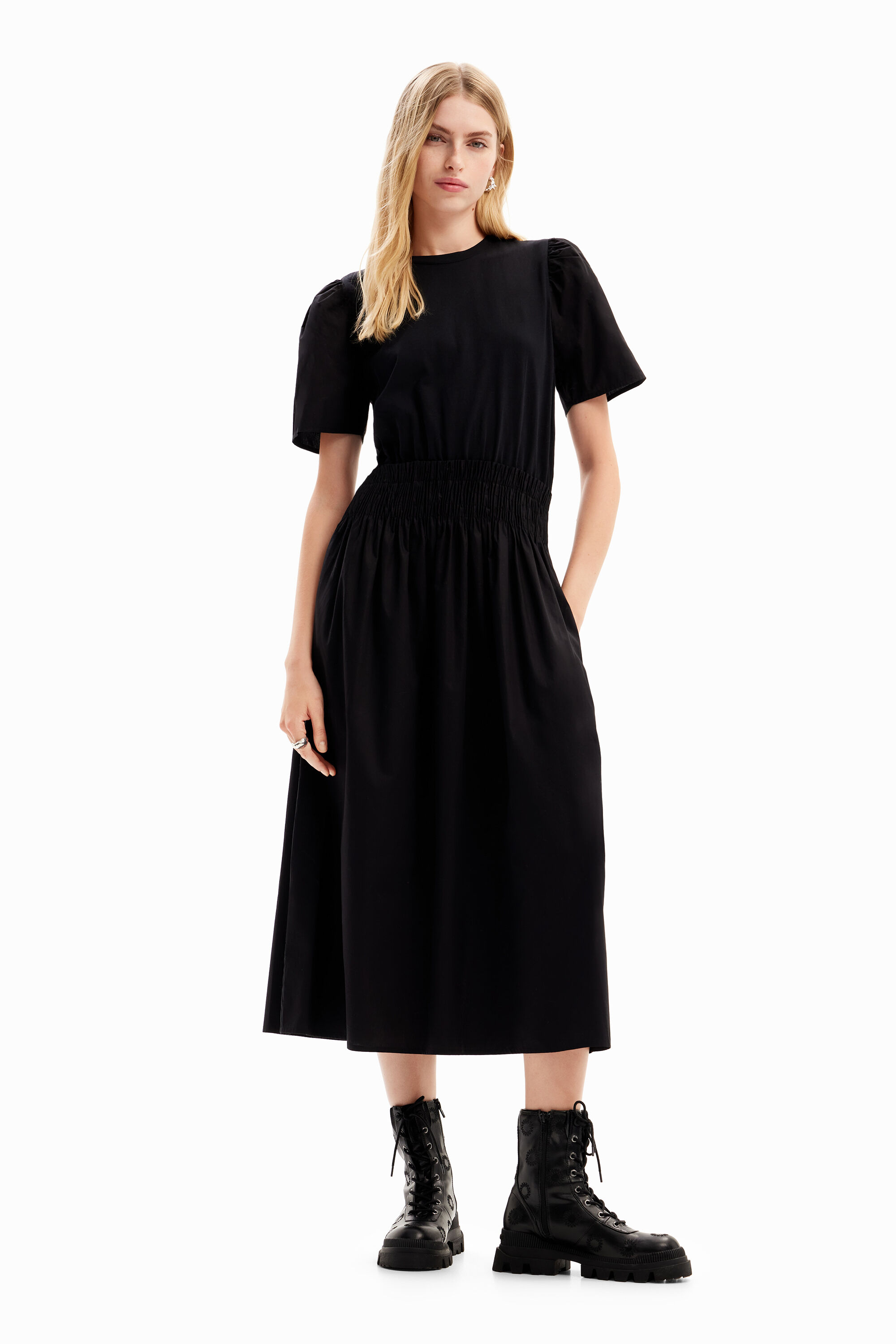 Vestido midi combinado
