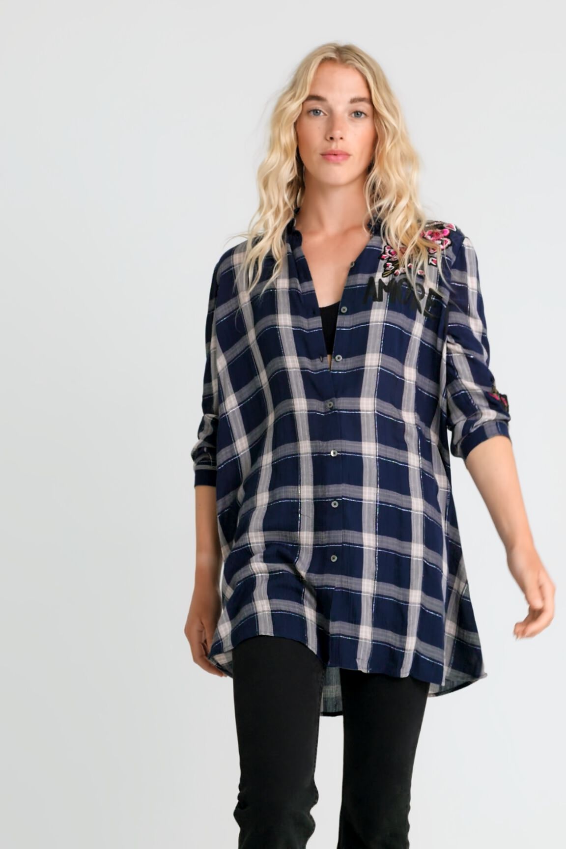 Camisa larga cuadros