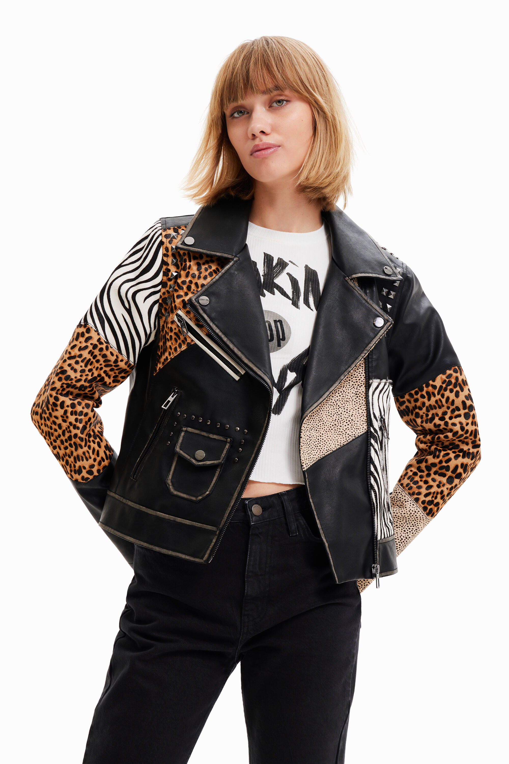 Chaqueta biker animal print