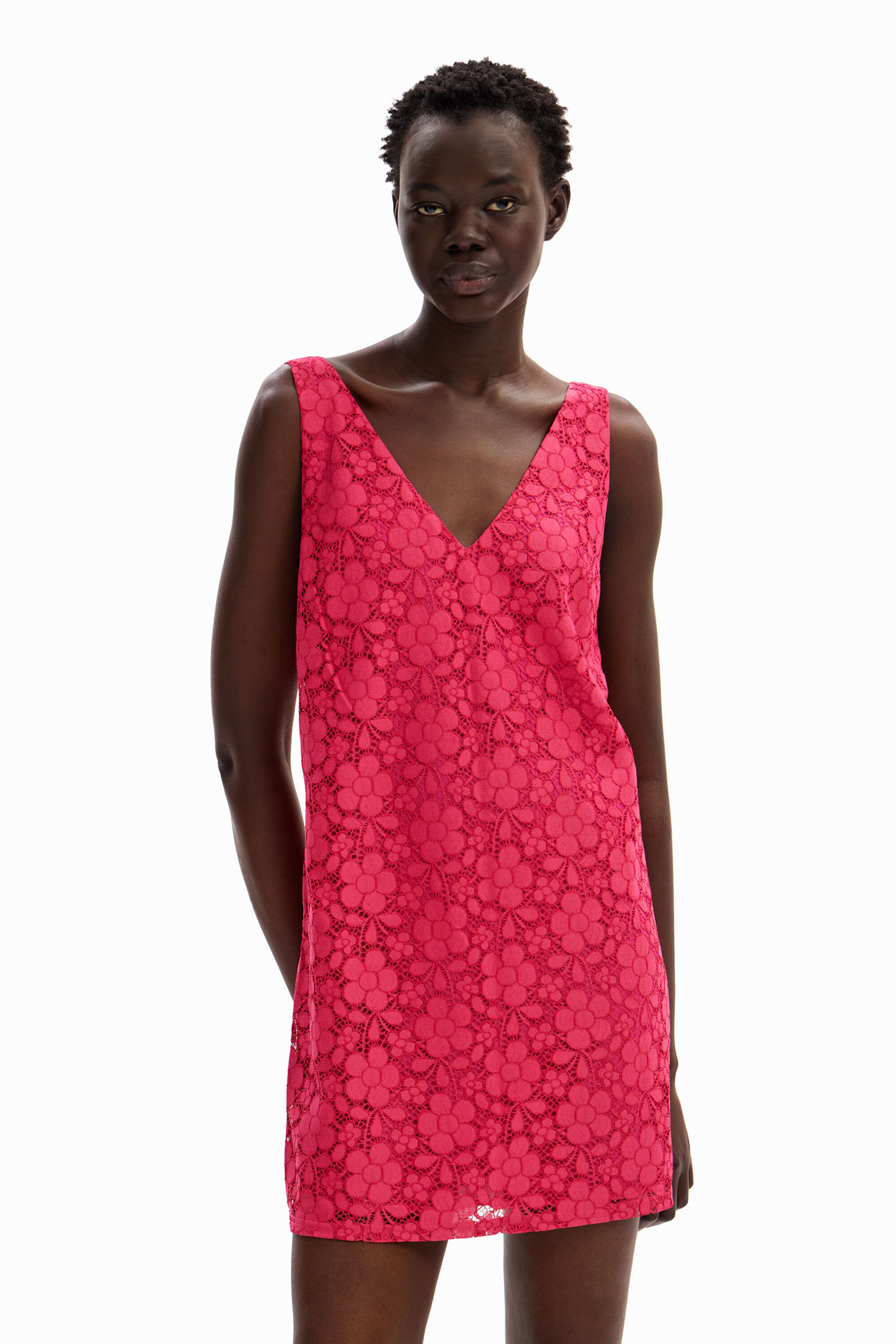 Vestido mini encaje flores
