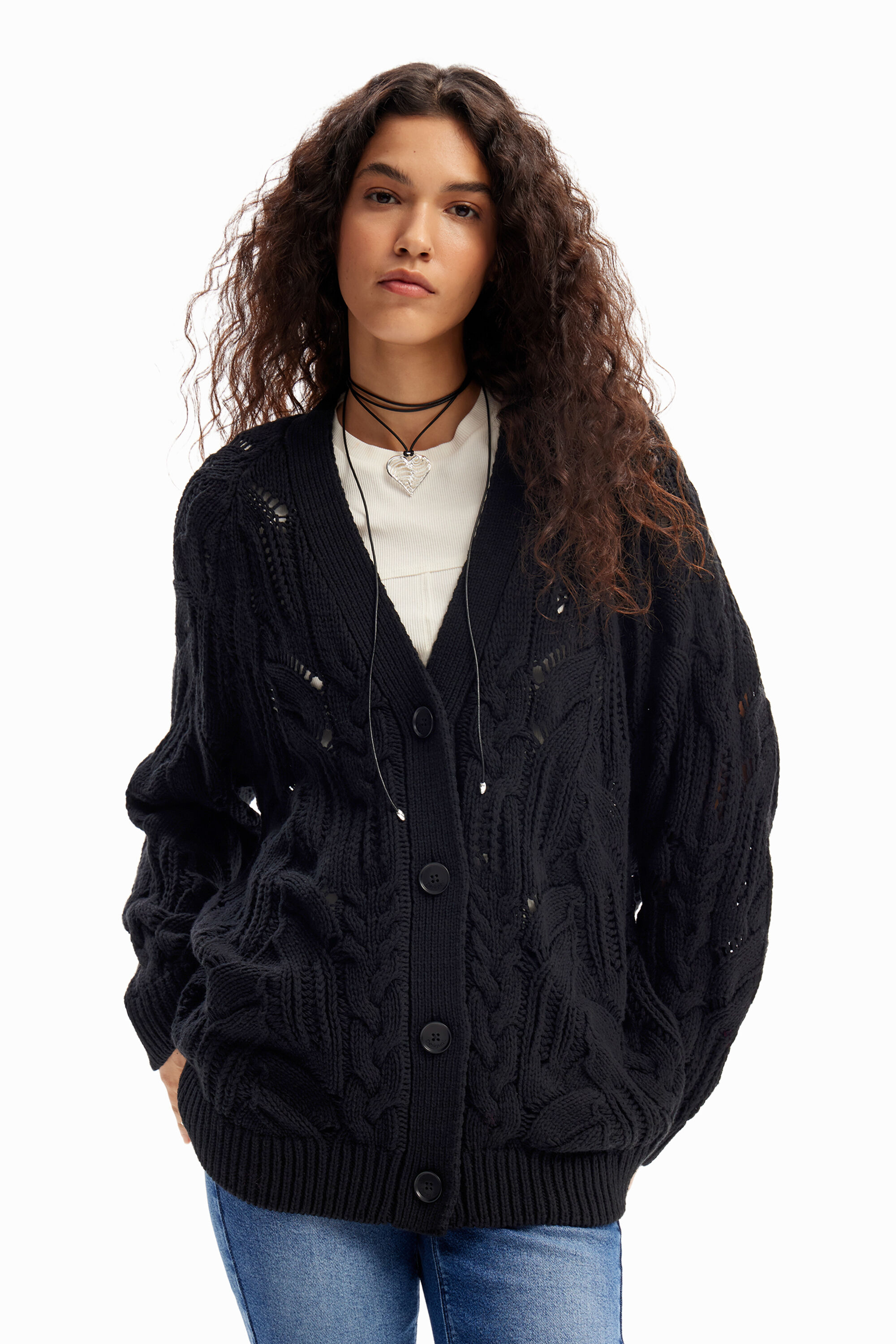 C&aacute;rdigan oversize calados