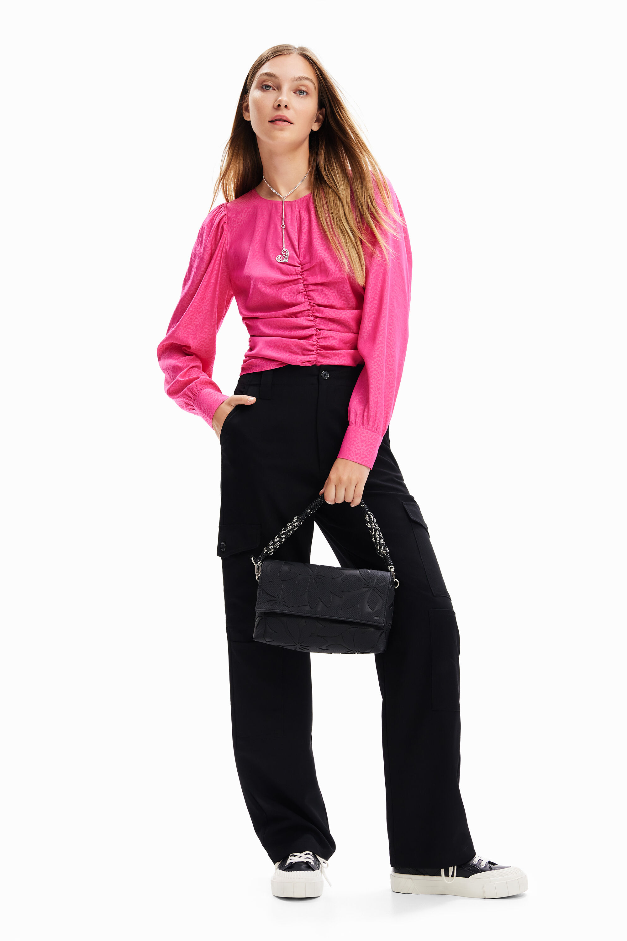 Blusa fruncida jacquard