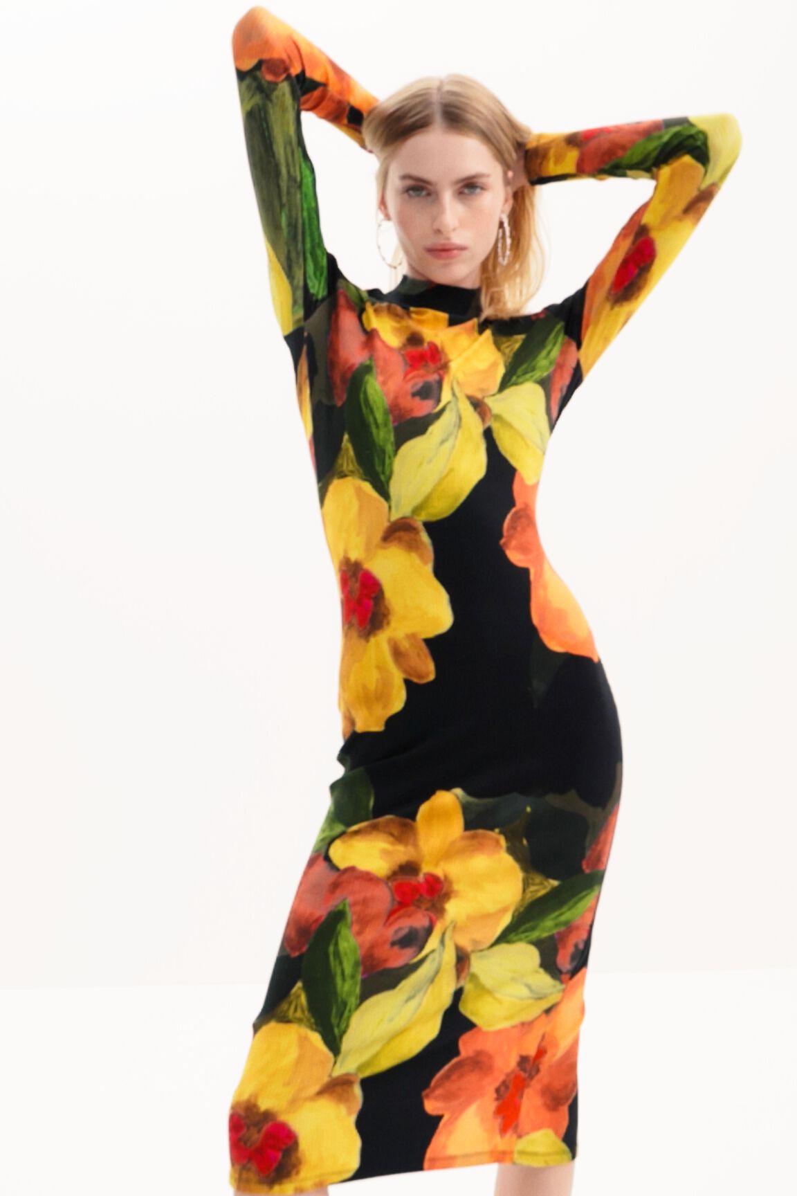 Vestido midi slim flores