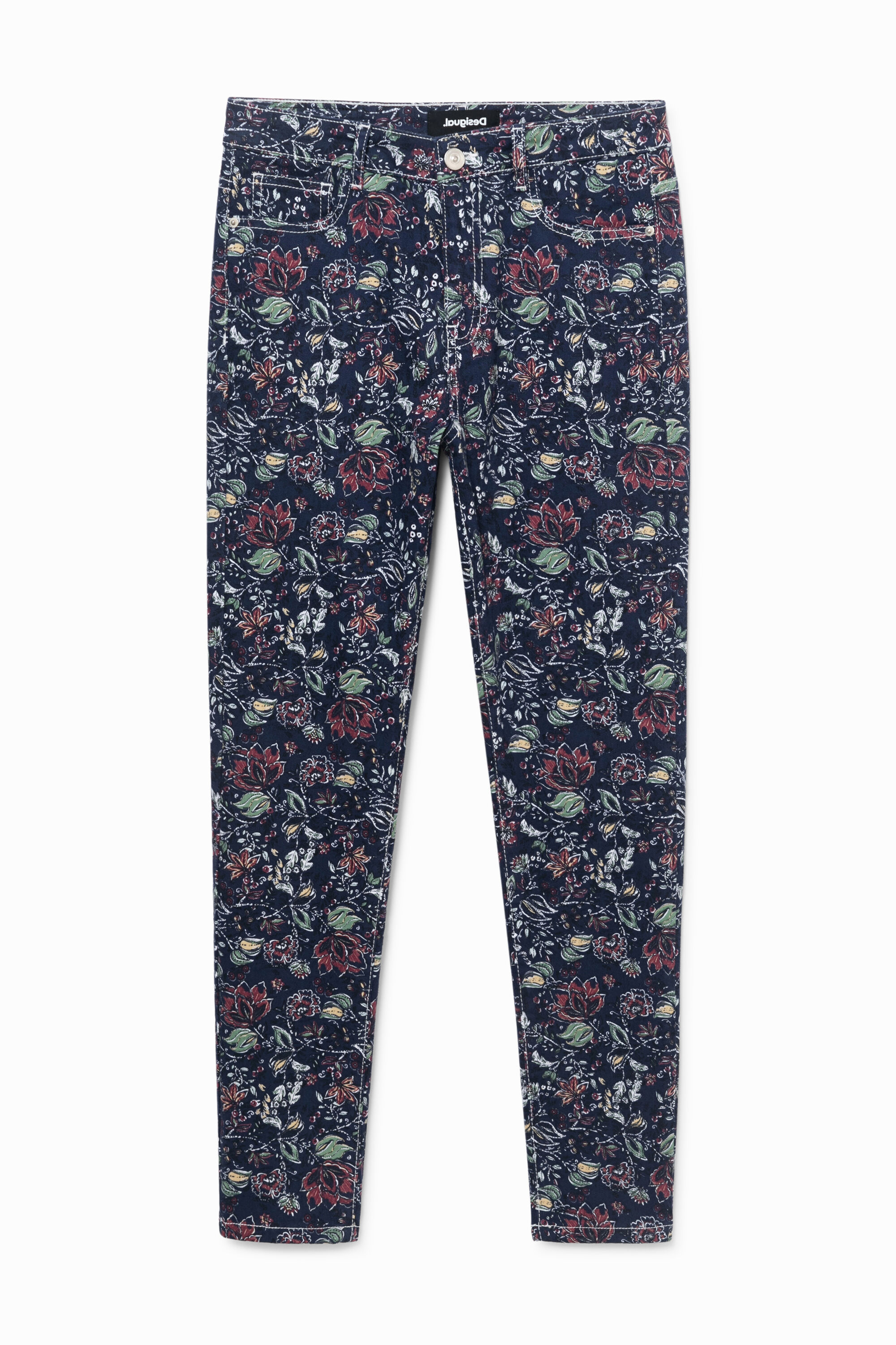 Pantalon skinny tobillero flores