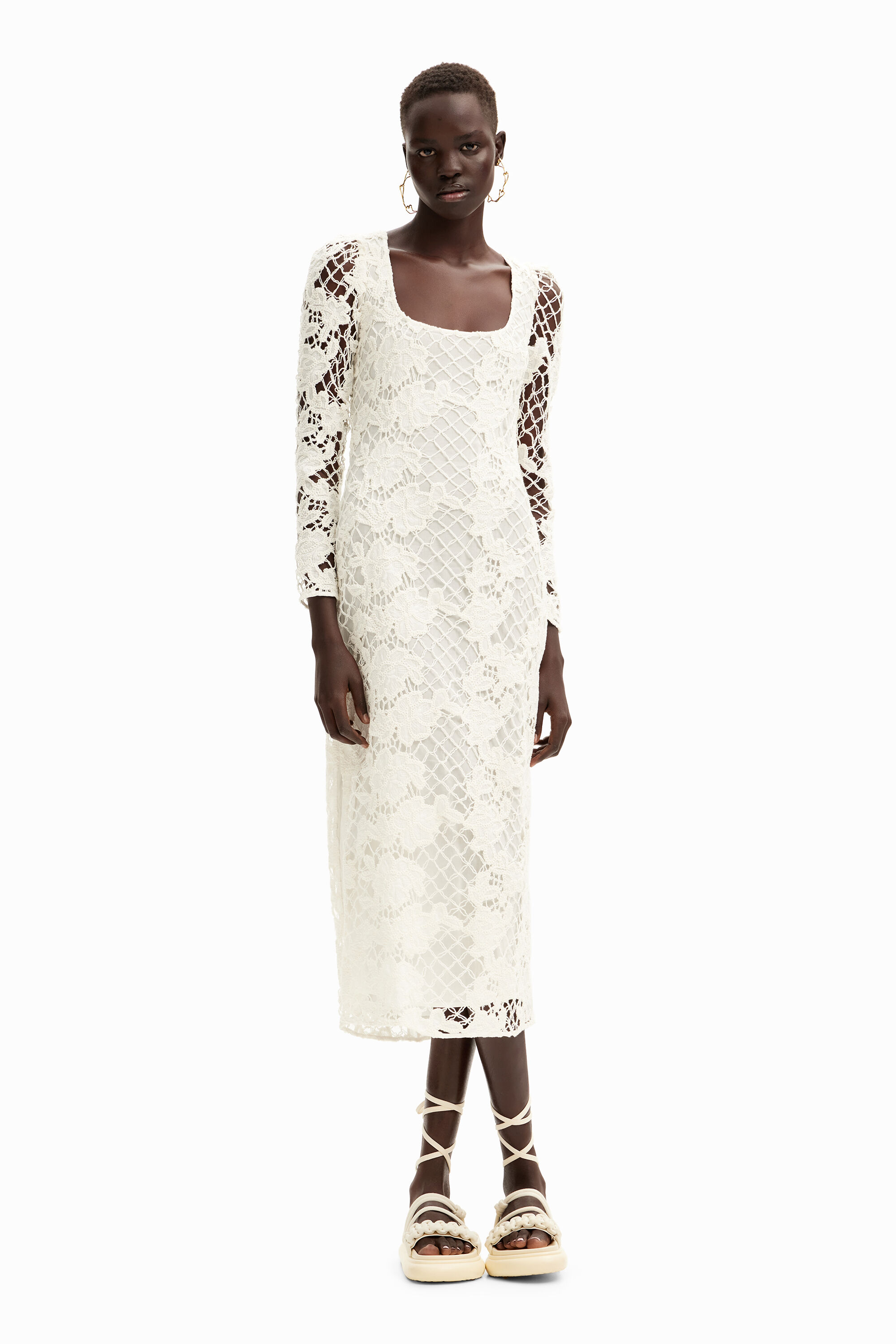 Vestido midi encaje