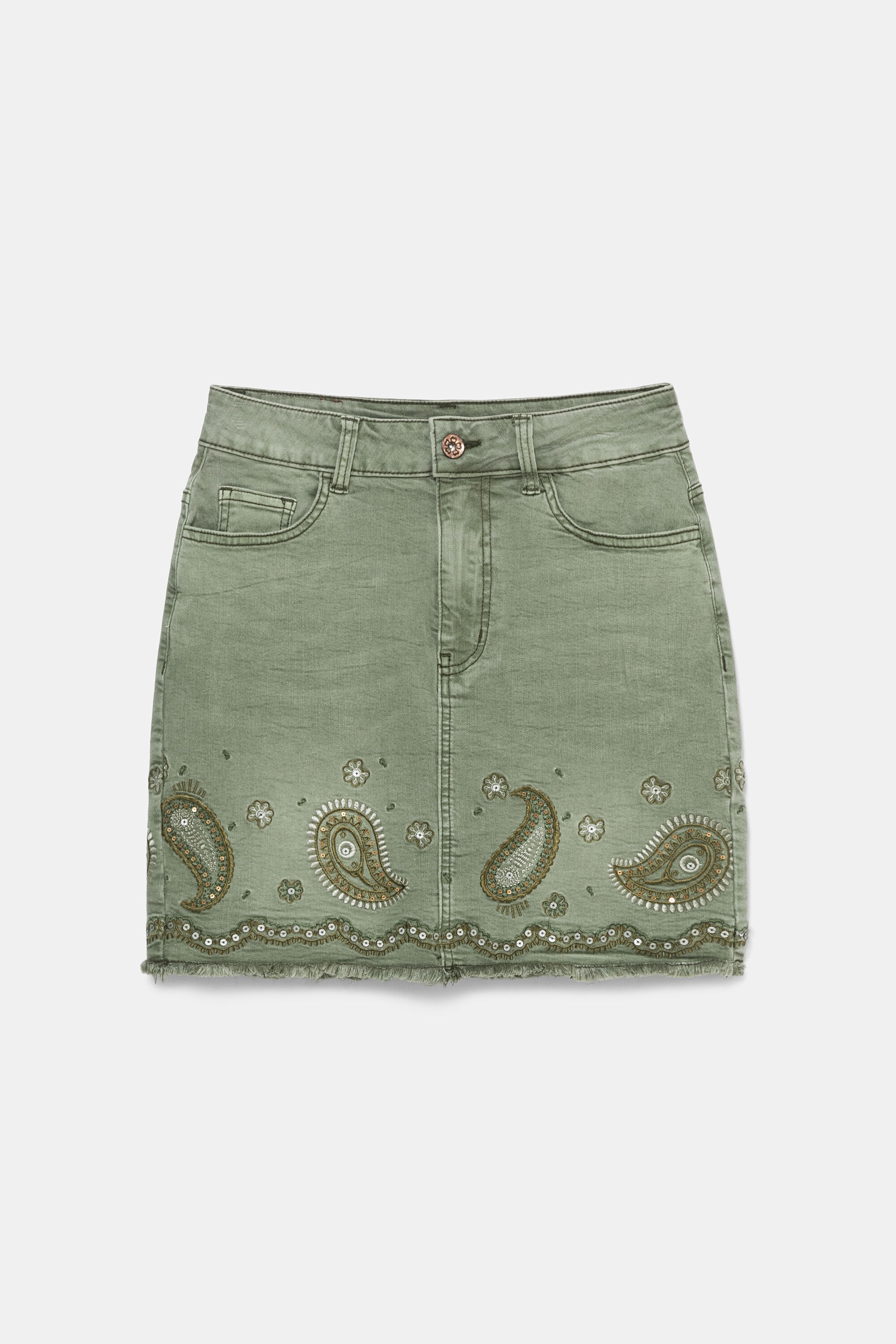 Falda corta vaquera paisley