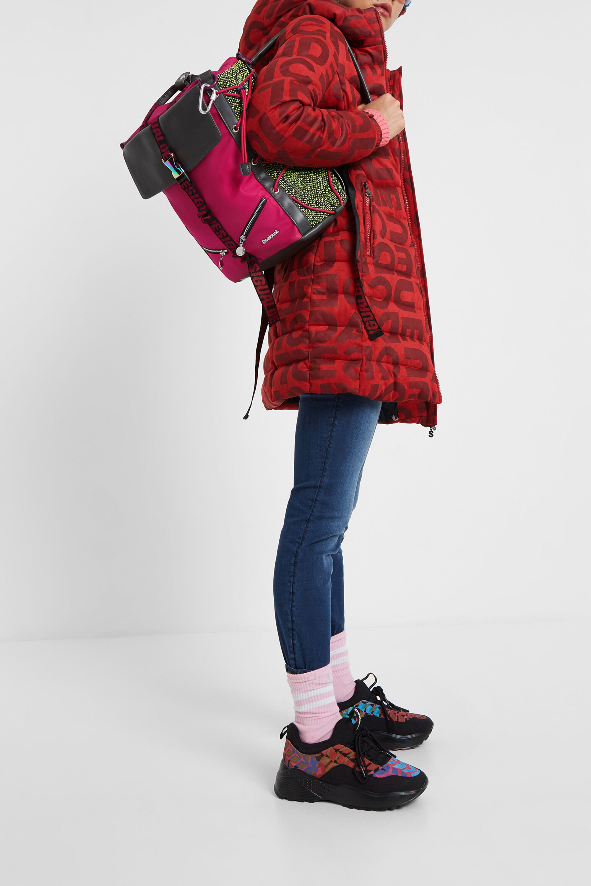 Chaqueta larga padded letras