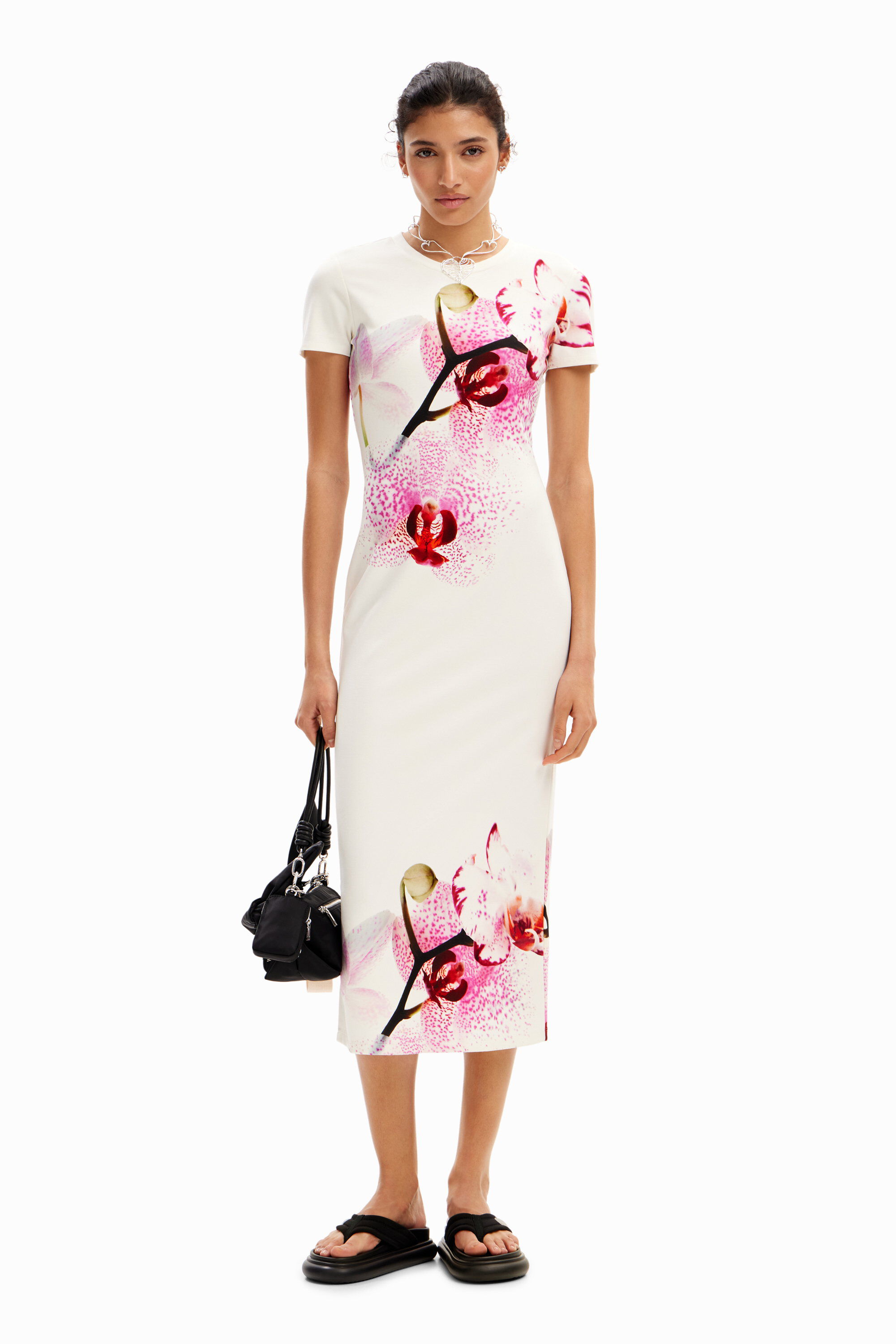 Vestido midi orqu&iacute;deas M. Christian Lacroix
