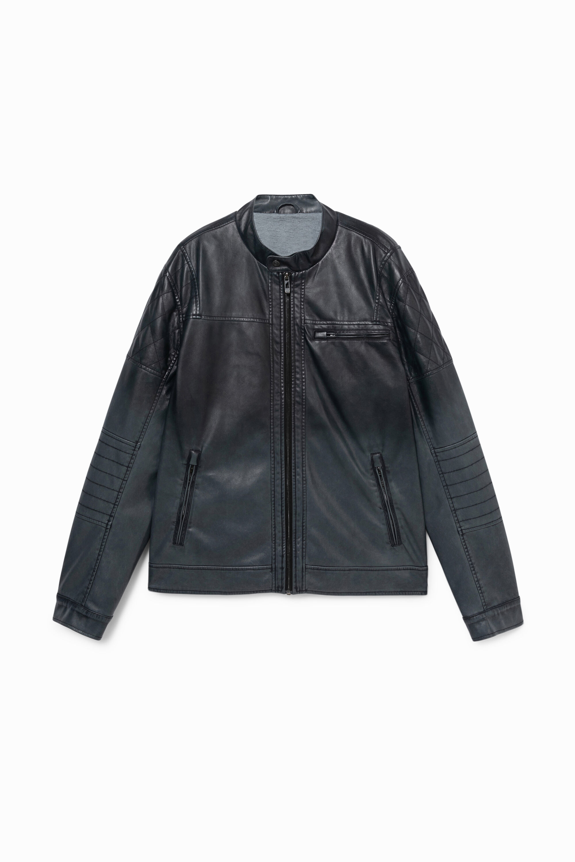 Chaqueta motera efecto piel