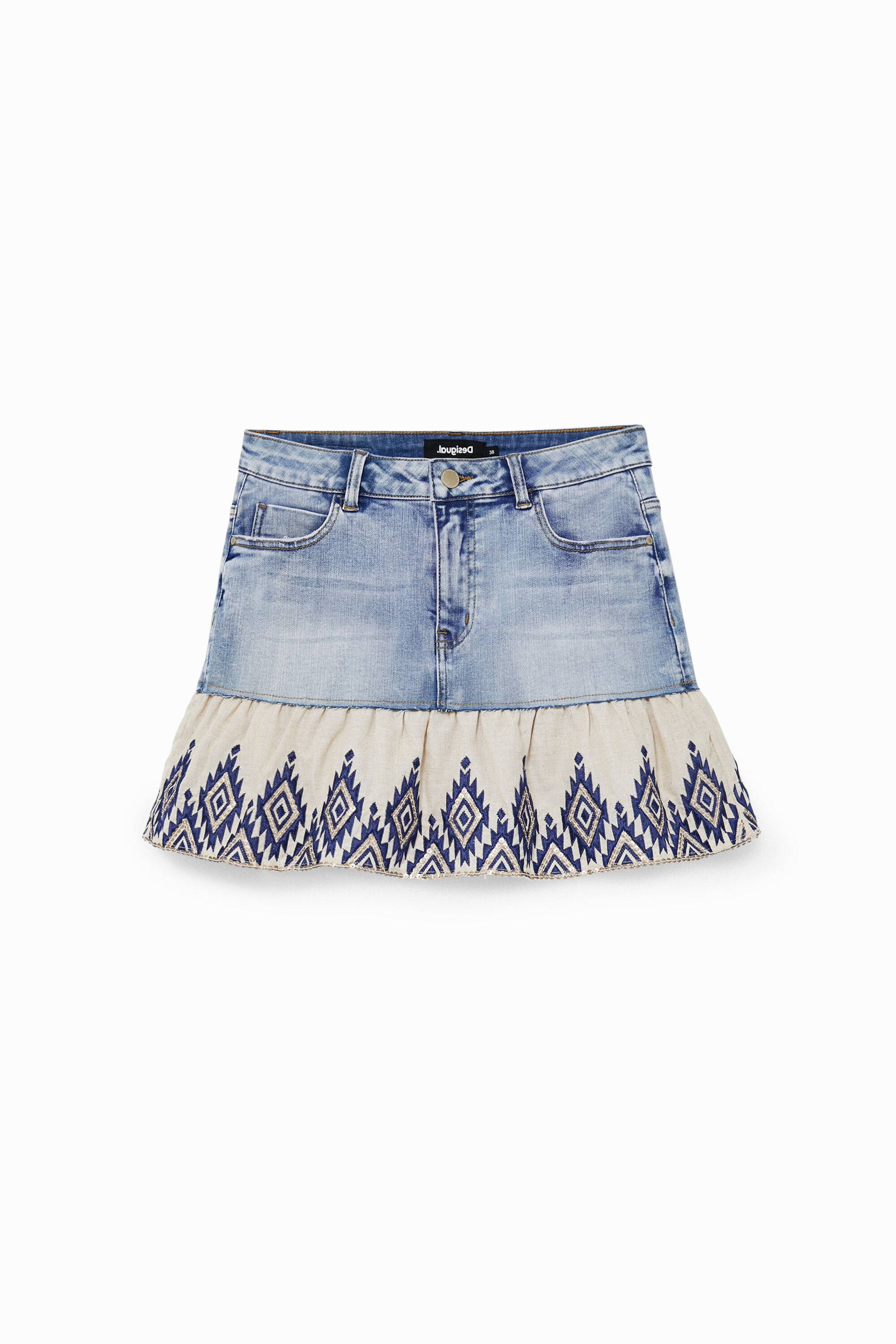 Minifalda vaquera patch de volantes