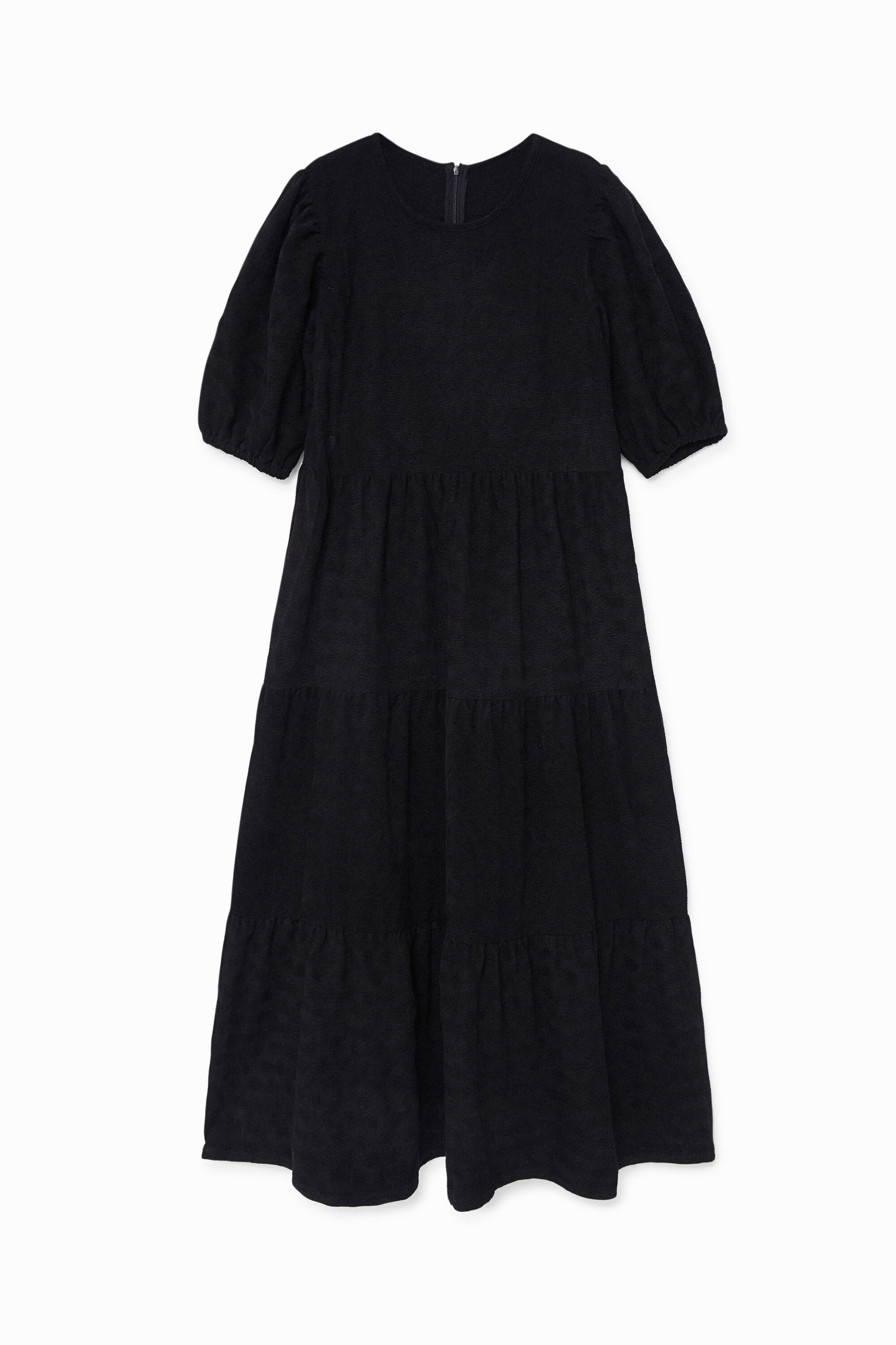 Vestido liso texturizado midi