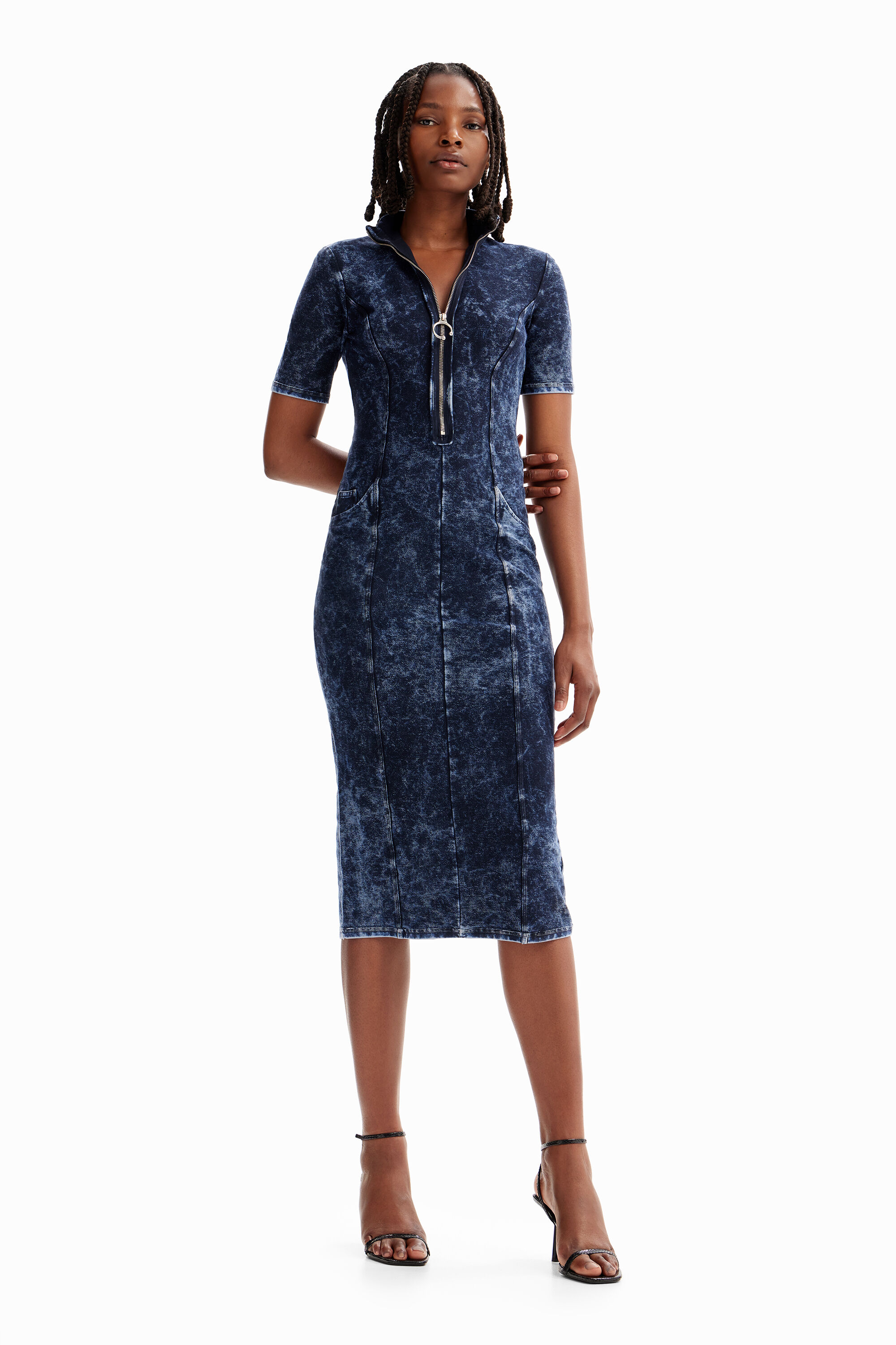 Vestido cremallera midi