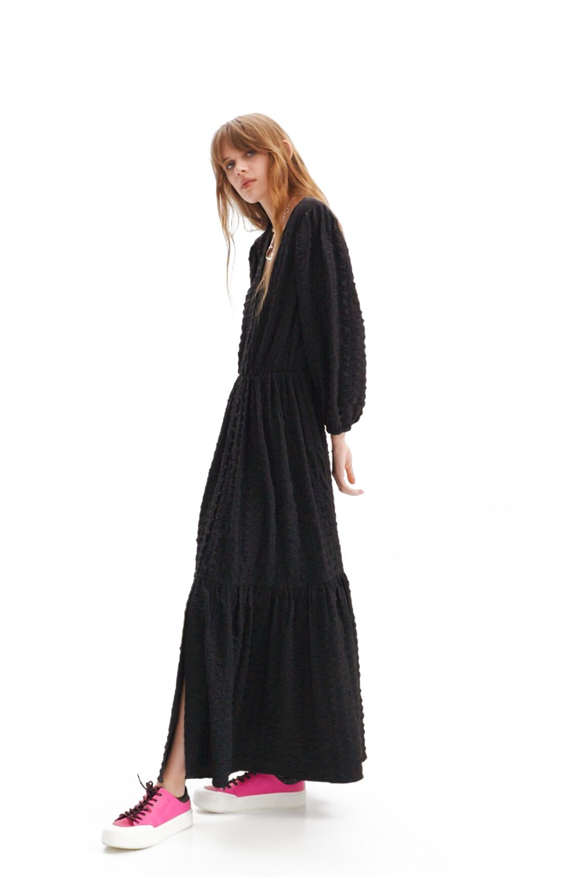 Vestido largo textura