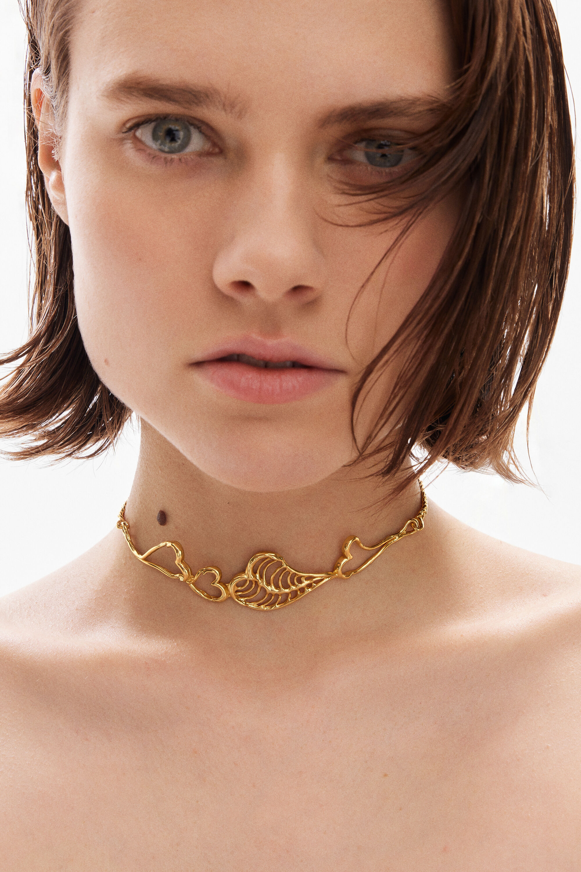 Choker corazones ba&ntilde;o oro Zalio