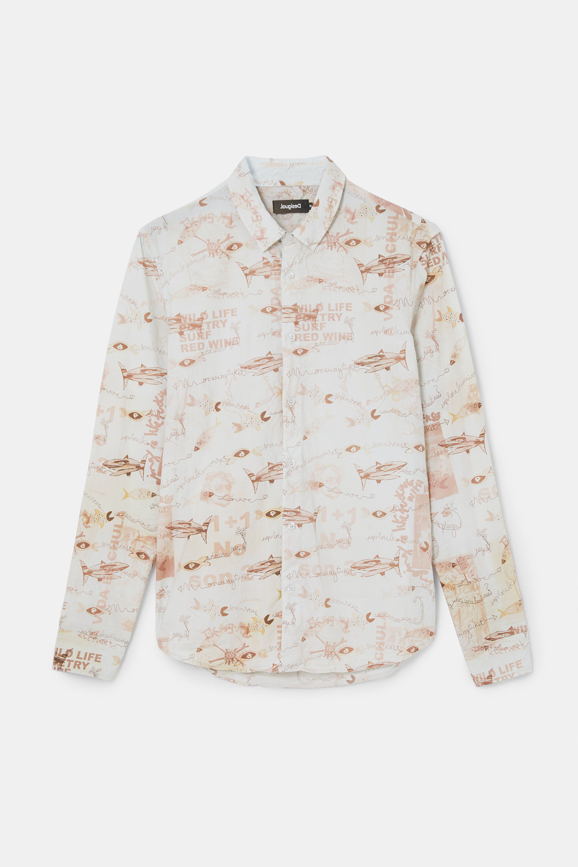 Camisa algod&oacute;n de popel&iacute;n estampada