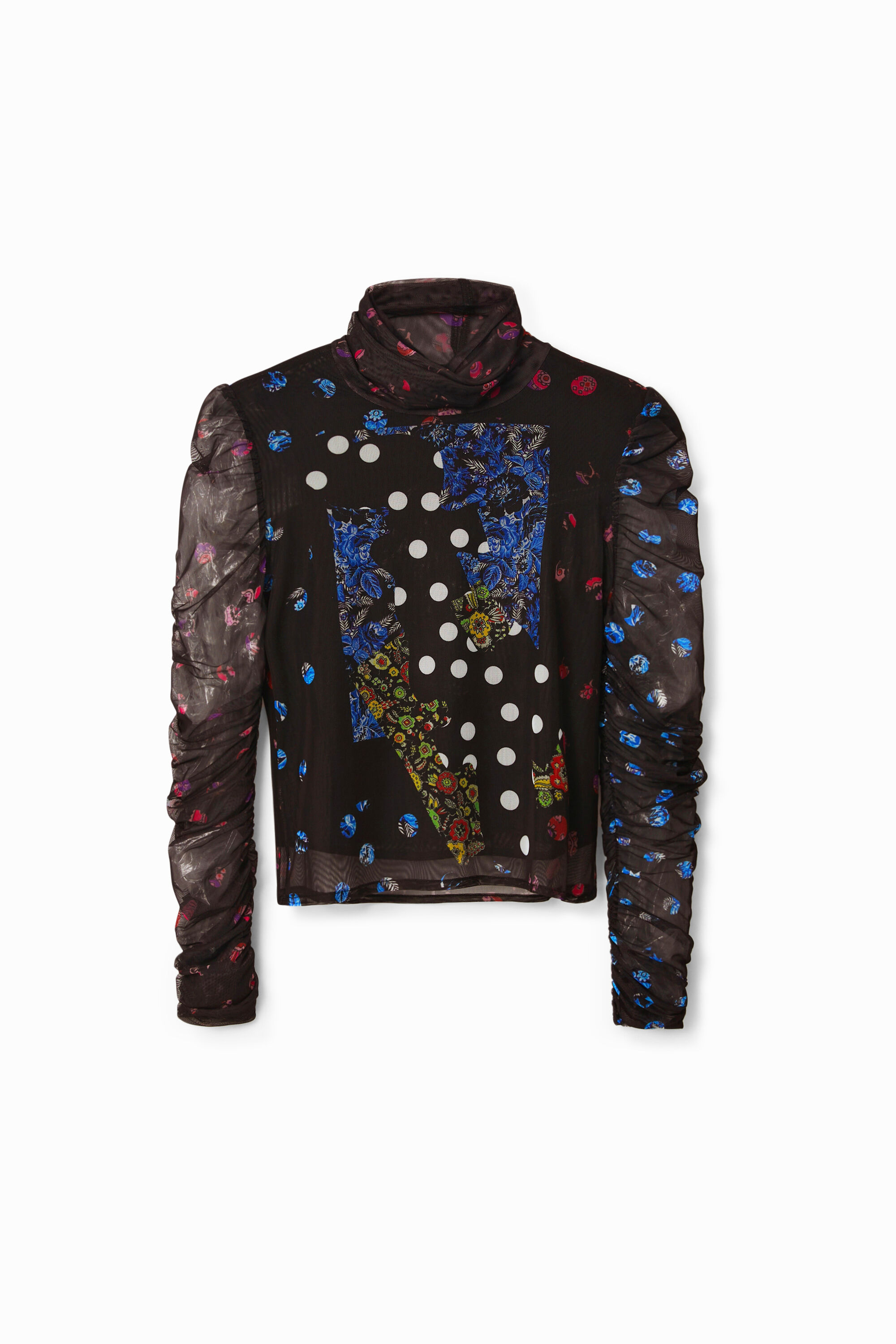 Camiseta tul patch lunares y flores