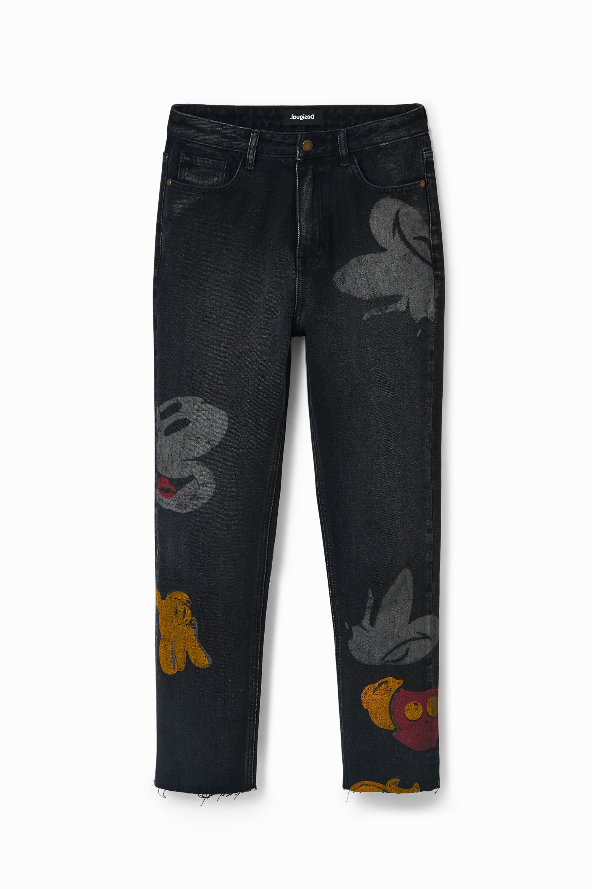 Vaqueros Straight cropped Mickey Mouse