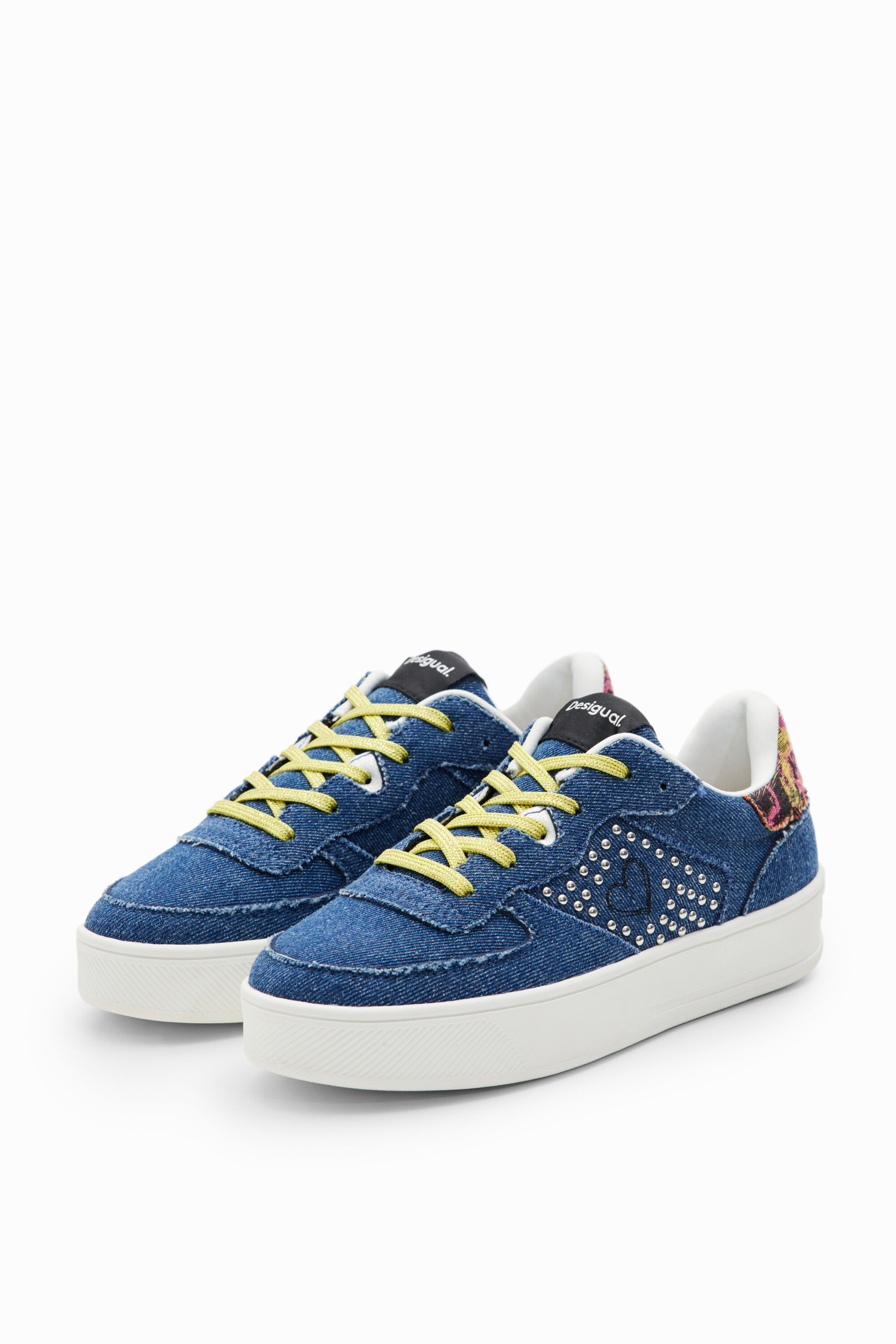 Sneakers plataforma denim coraz&oacute;n