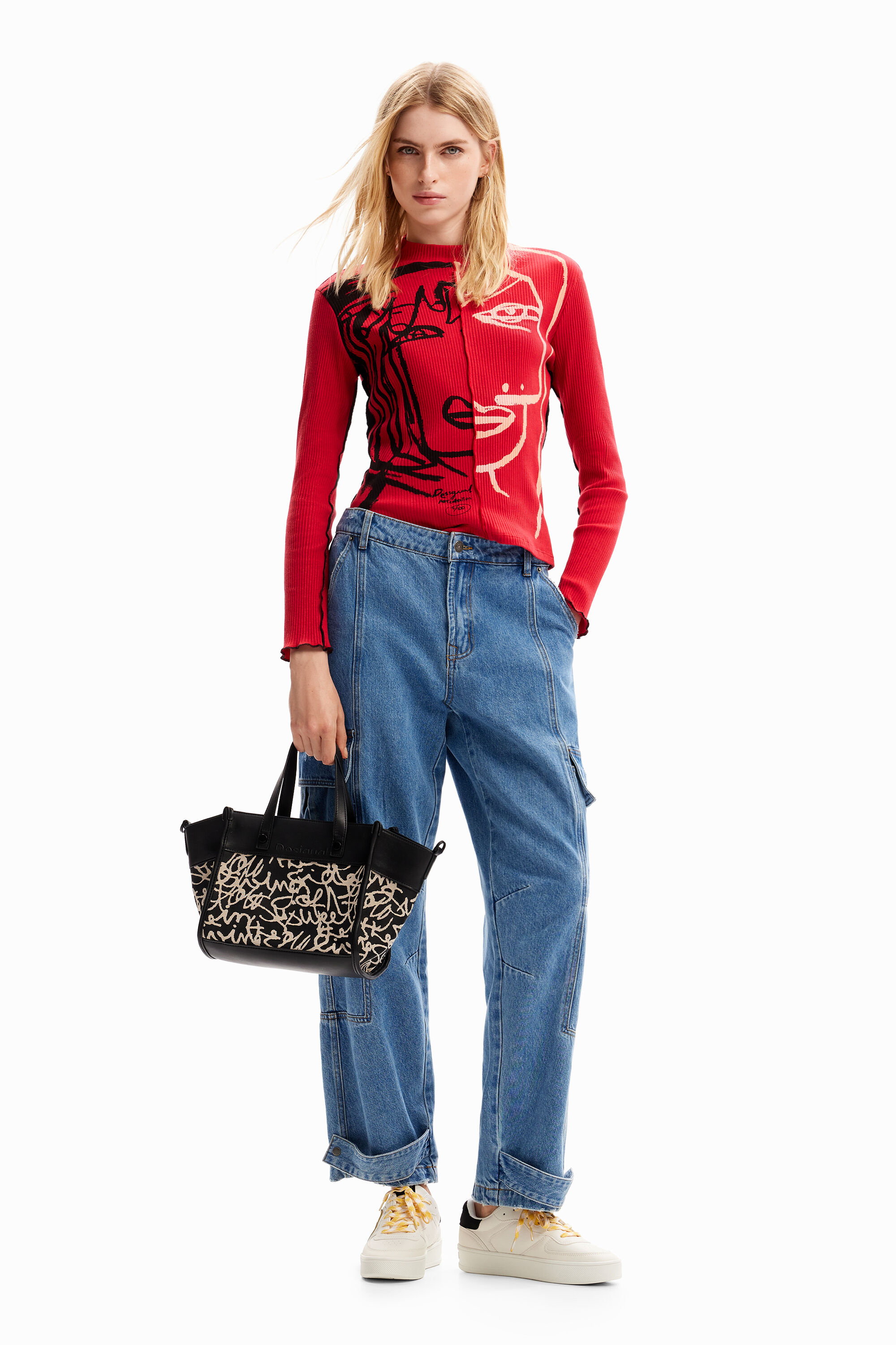 Bolso mediano canvas texto