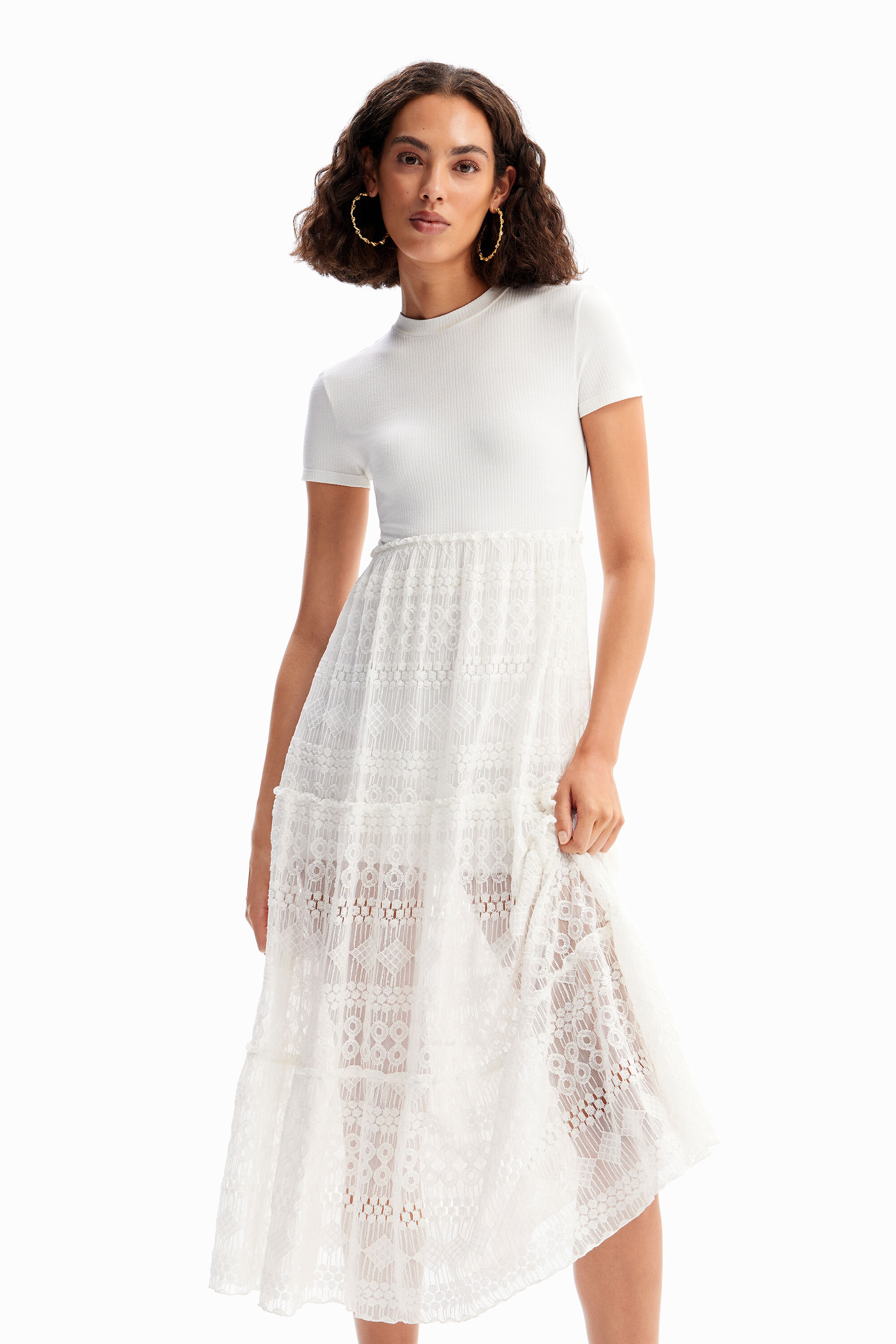 Vestido combinado midi tul
