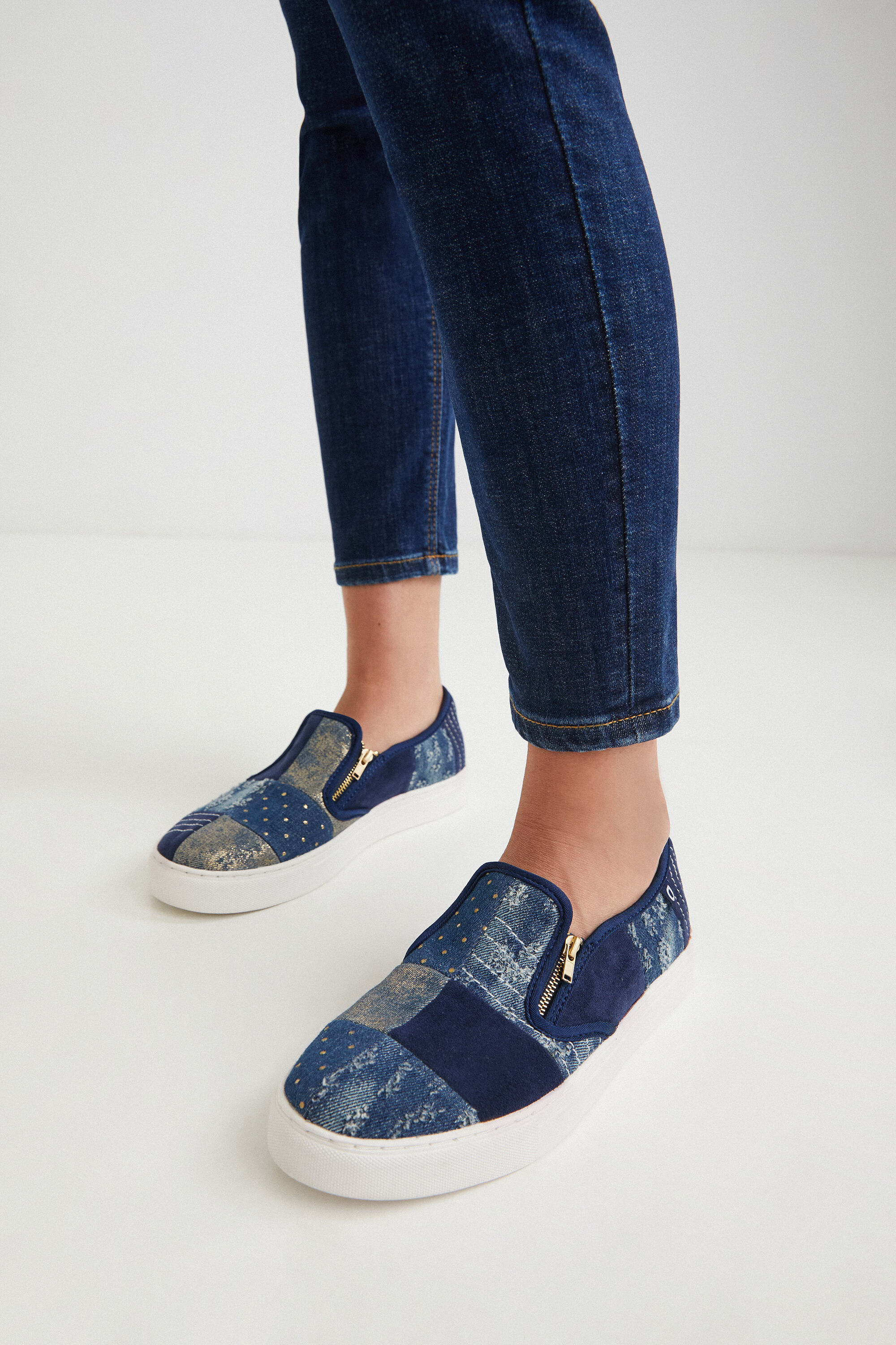 Zapatillas slip on denim cremallera