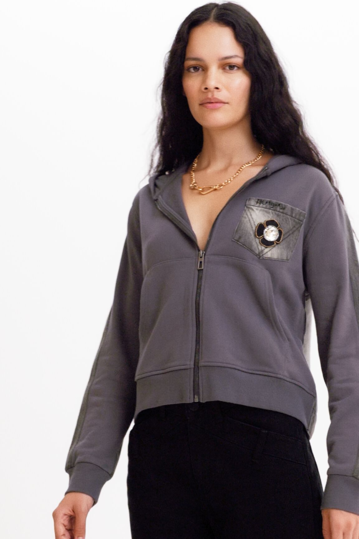 Sudadera corta h&iacute;brida "Eat More Art"