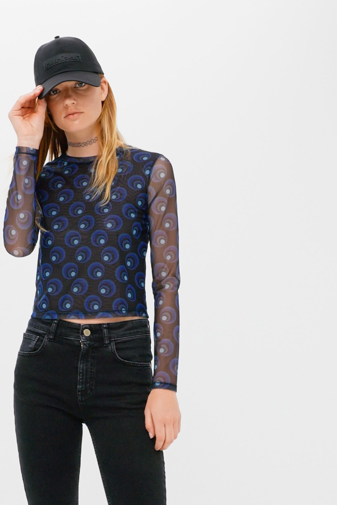 Camiseta tul estampado retro c&iacute;rculos