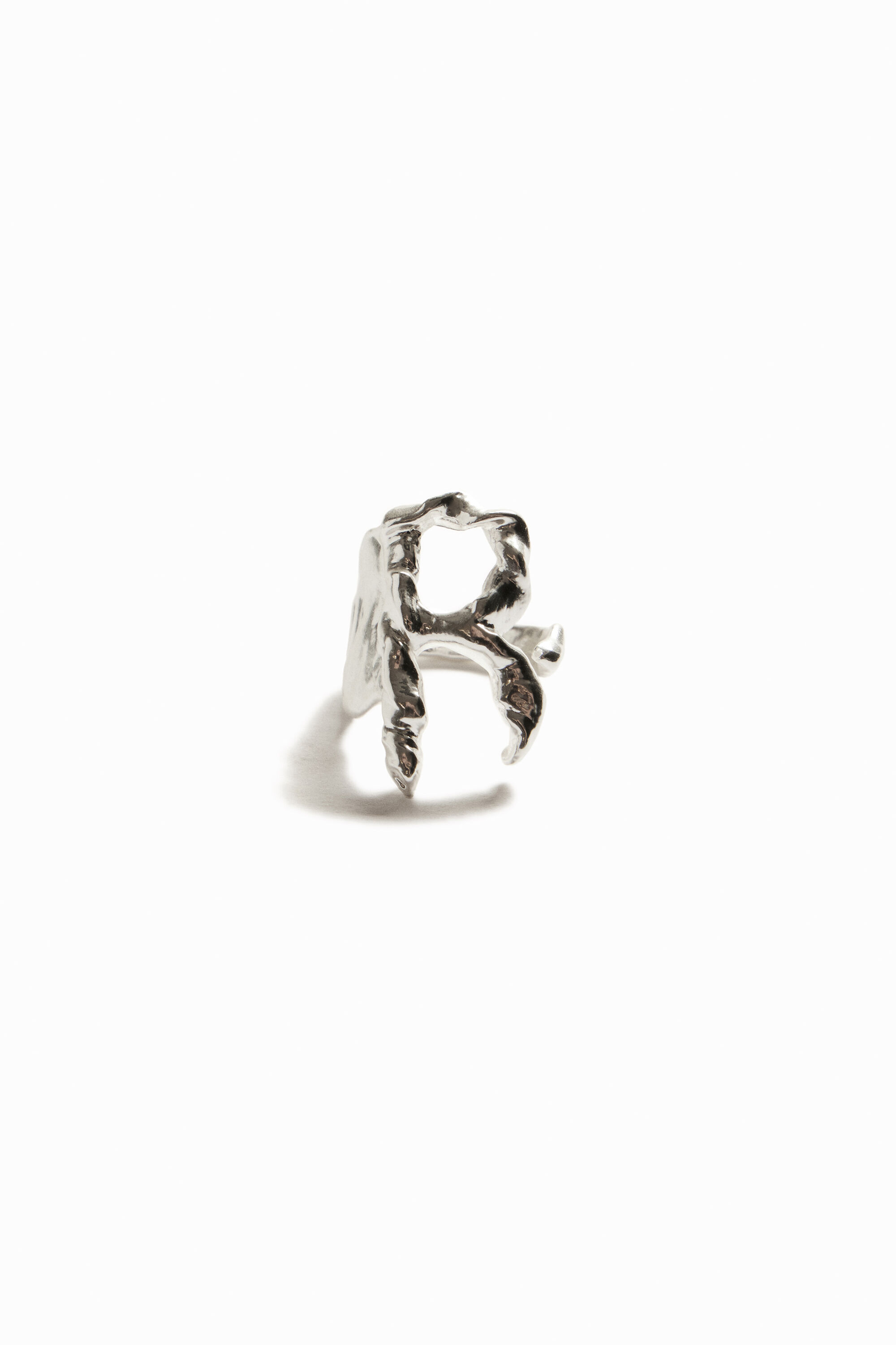 Anillo letra R ba&ntilde;o plata Zalio