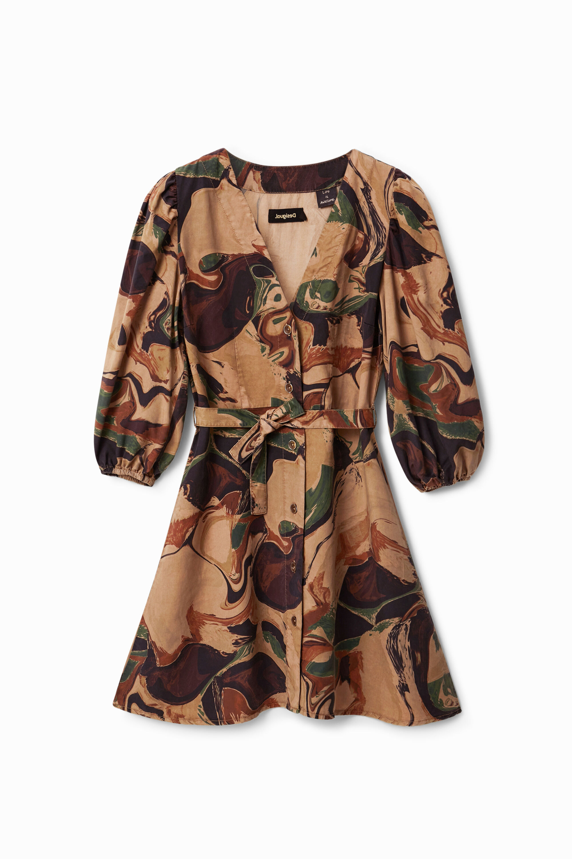 Vestido corto camisero camuflaje