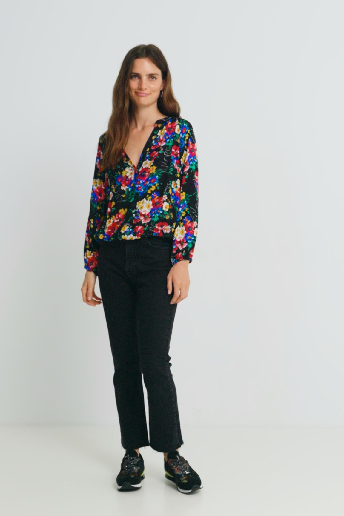 Blusa manga 3/4 floral